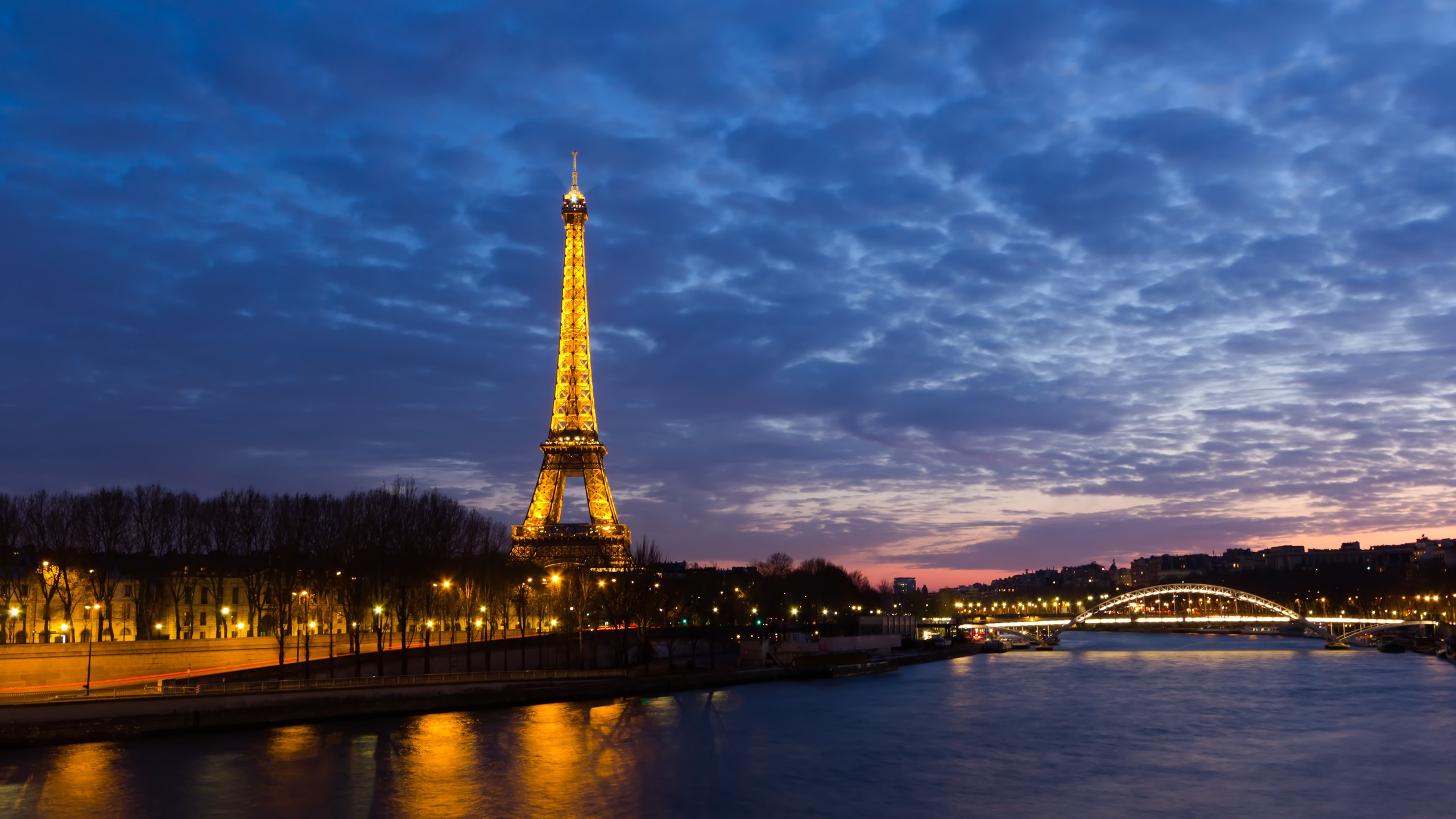 Paris, clouds, lights, cityscape, Eiffel Tower, HD Wallpaper