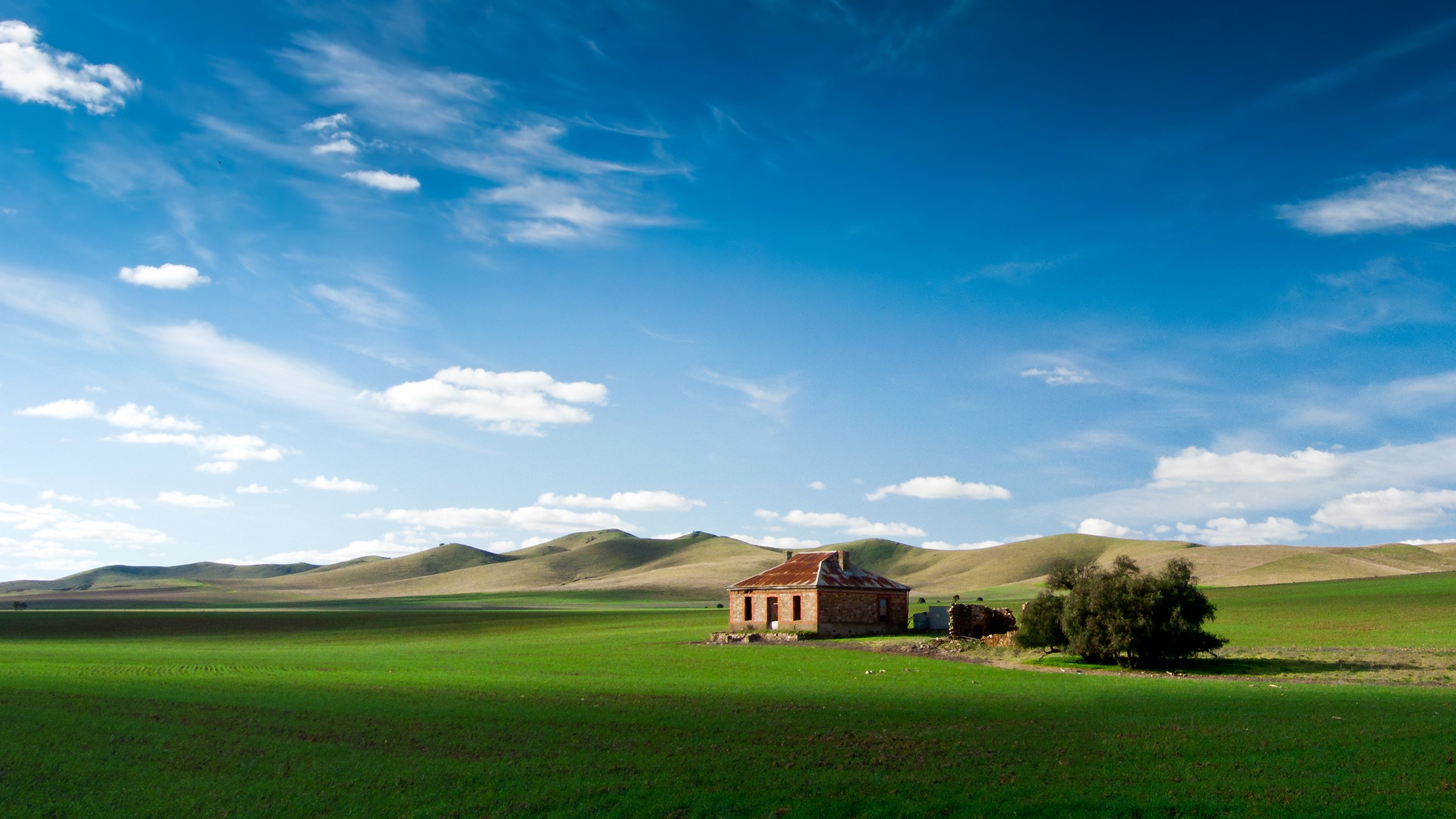 photography, field, landscape, house, HD Wallpaper