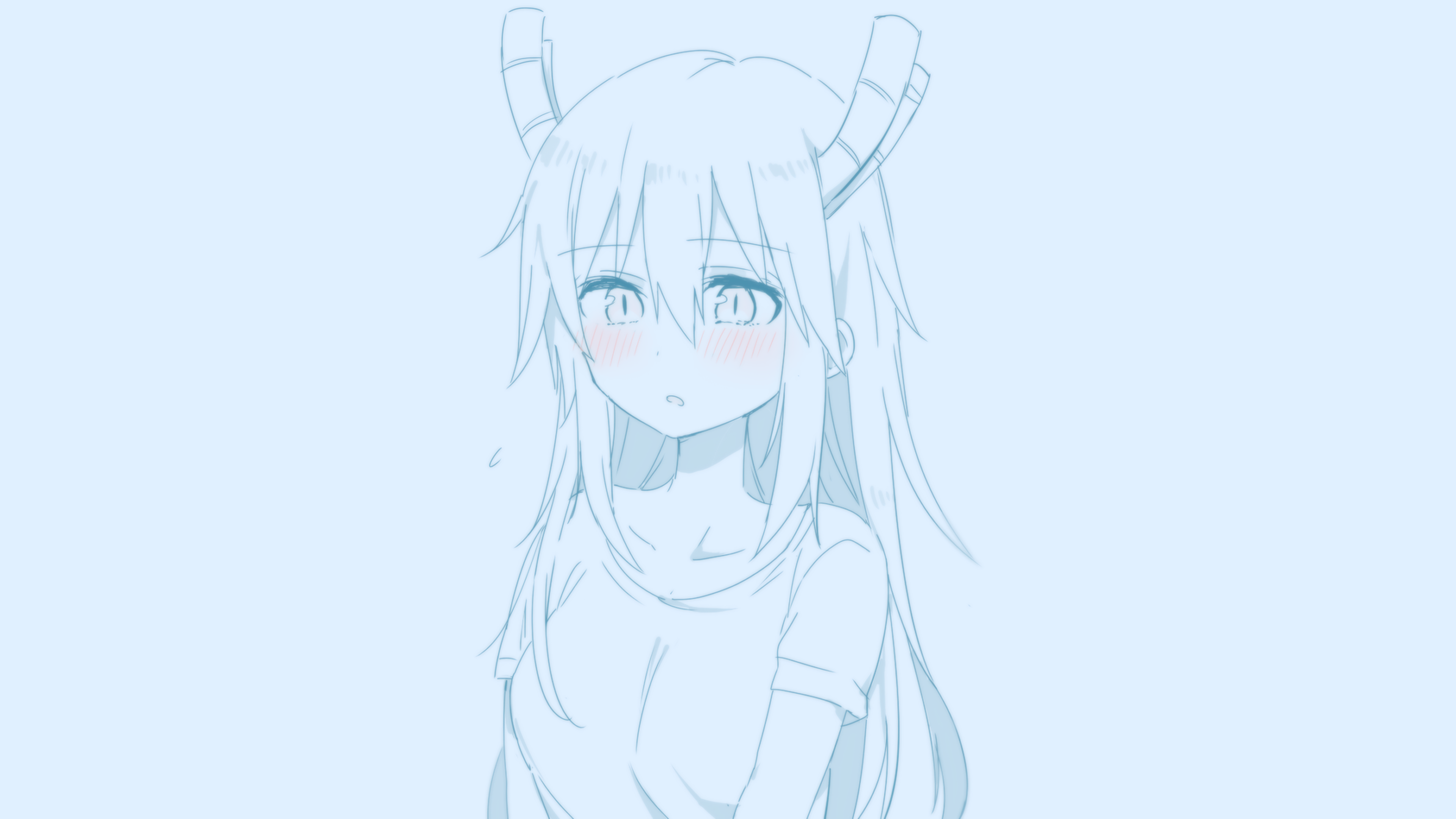 Kobayashi-san Chi no Maid Dragon, Tohru (Kobayashi-san Chi no Maid Dragon), monochrome, horns, simple background, picture-in-picture, HD Wallpaper