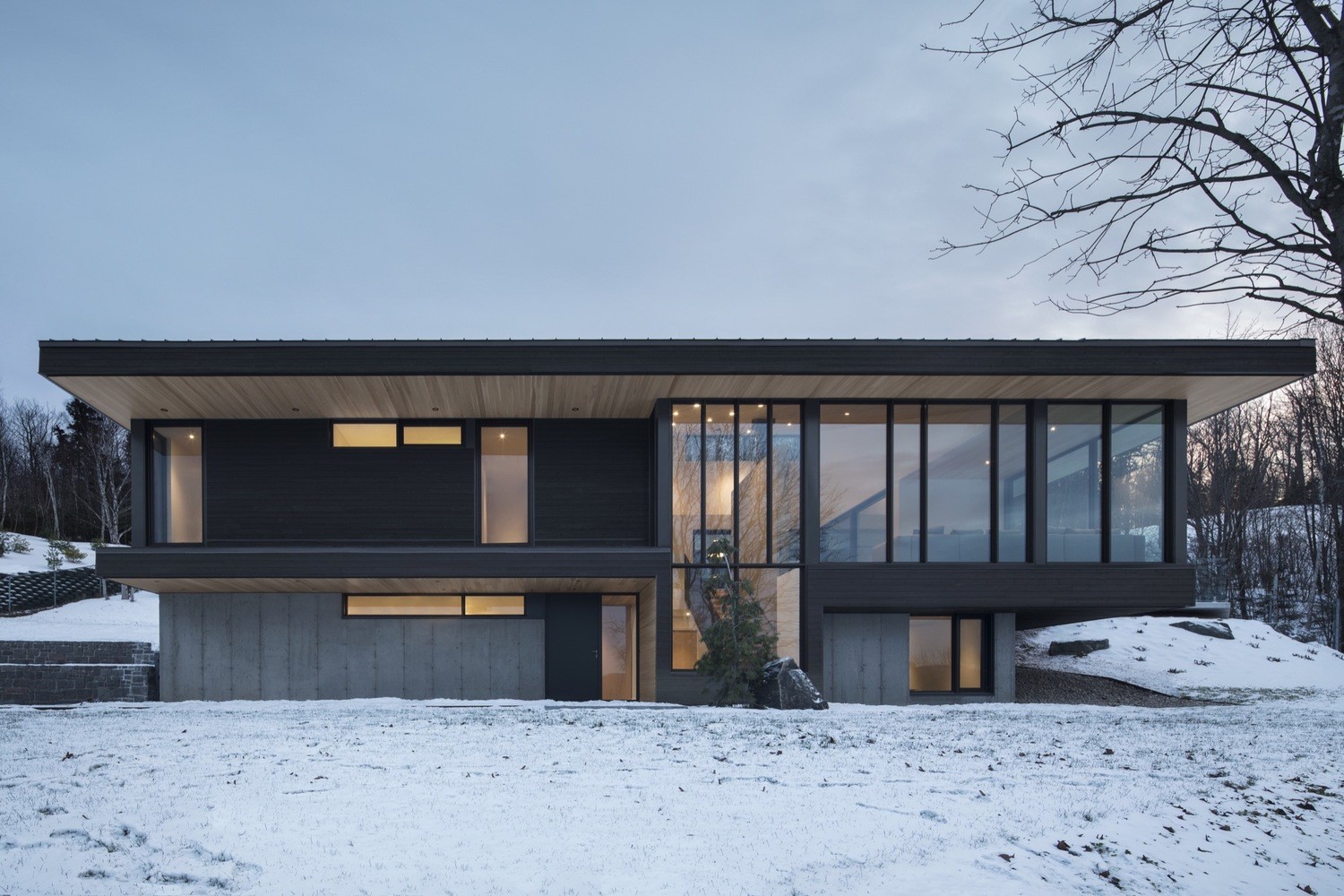 house, modern, architecture, snow, winter, HD Wallpaper