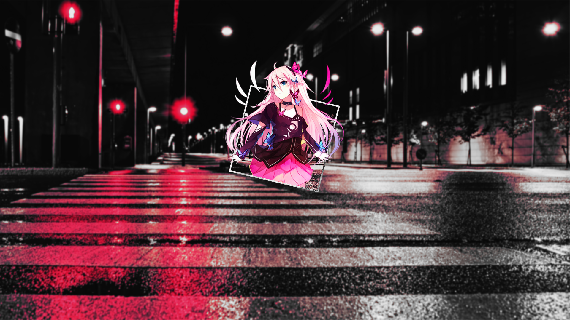 dark background, anime, picture-in-picture, anime girls, HD Wallpaper