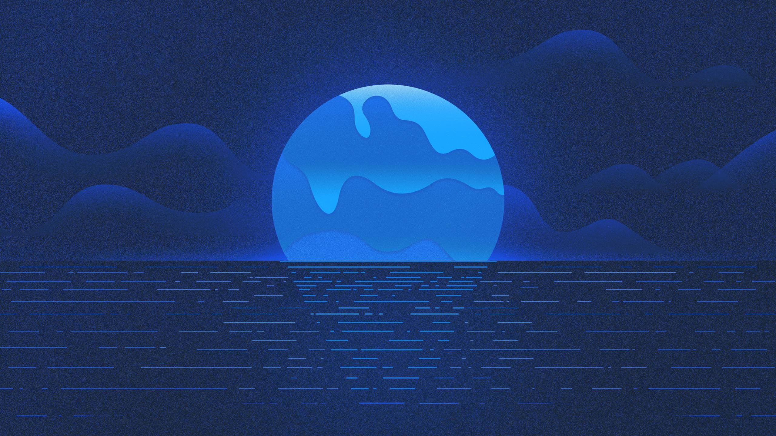 illustration, night, sea, HD Wallpaper
