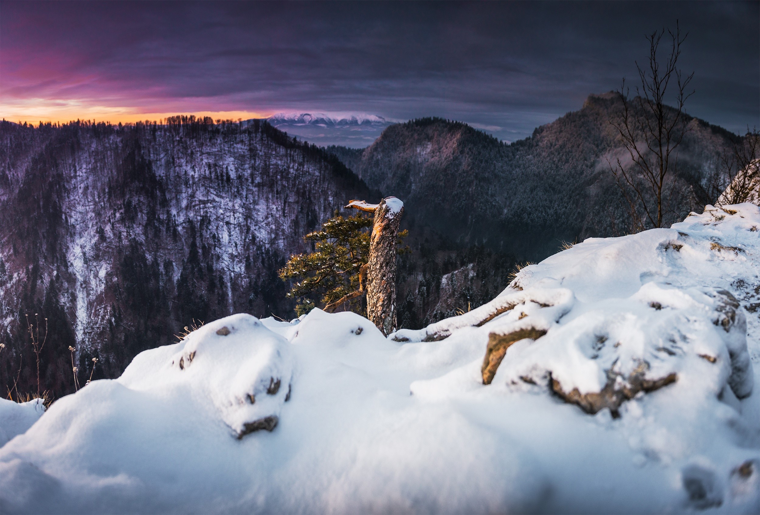 winter, snow, nature, landscape, mountains, HD Wallpaper