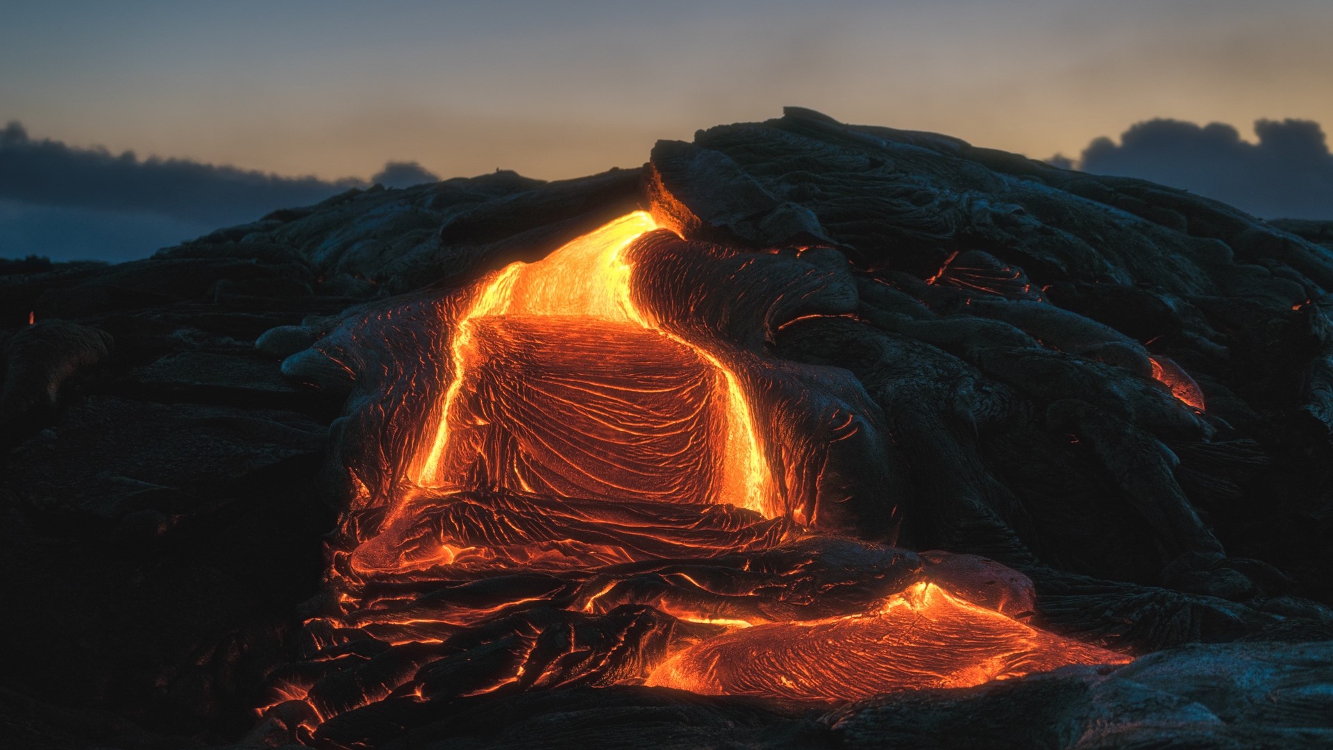 volcano, lava, fiery, fire, nature, dark, HD Wallpaper