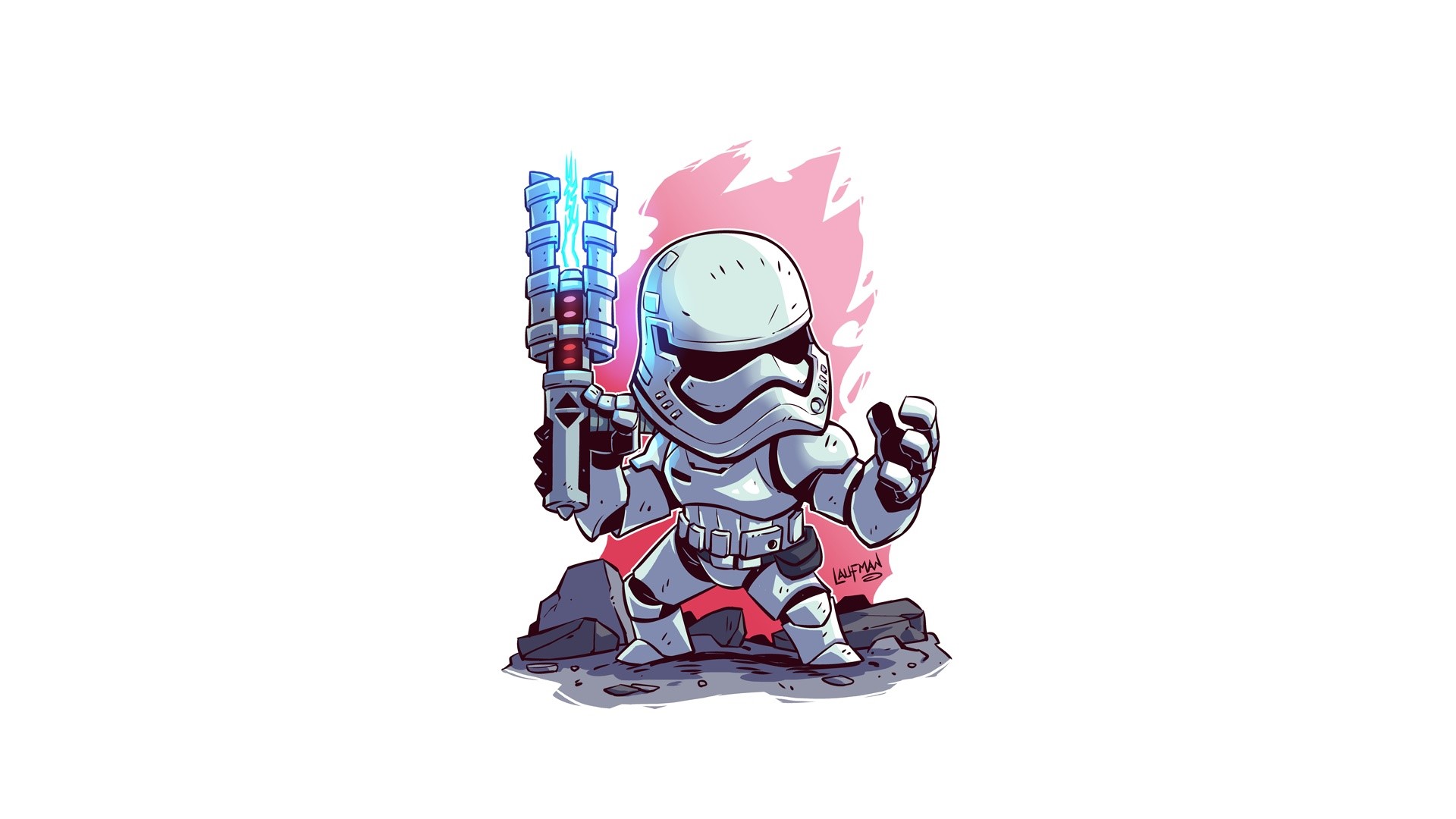 stormtrooper, simple background, white background, Star Wars, artwork, Derek Laufman, HD Wallpaper