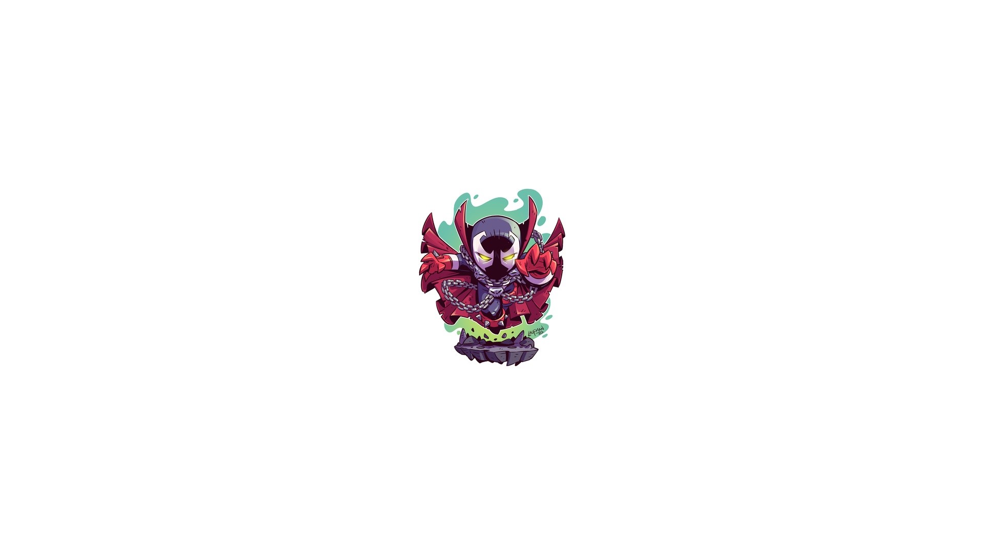 Spawn, simple background, artwork, white background, Derek Laufman, HD Wallpaper