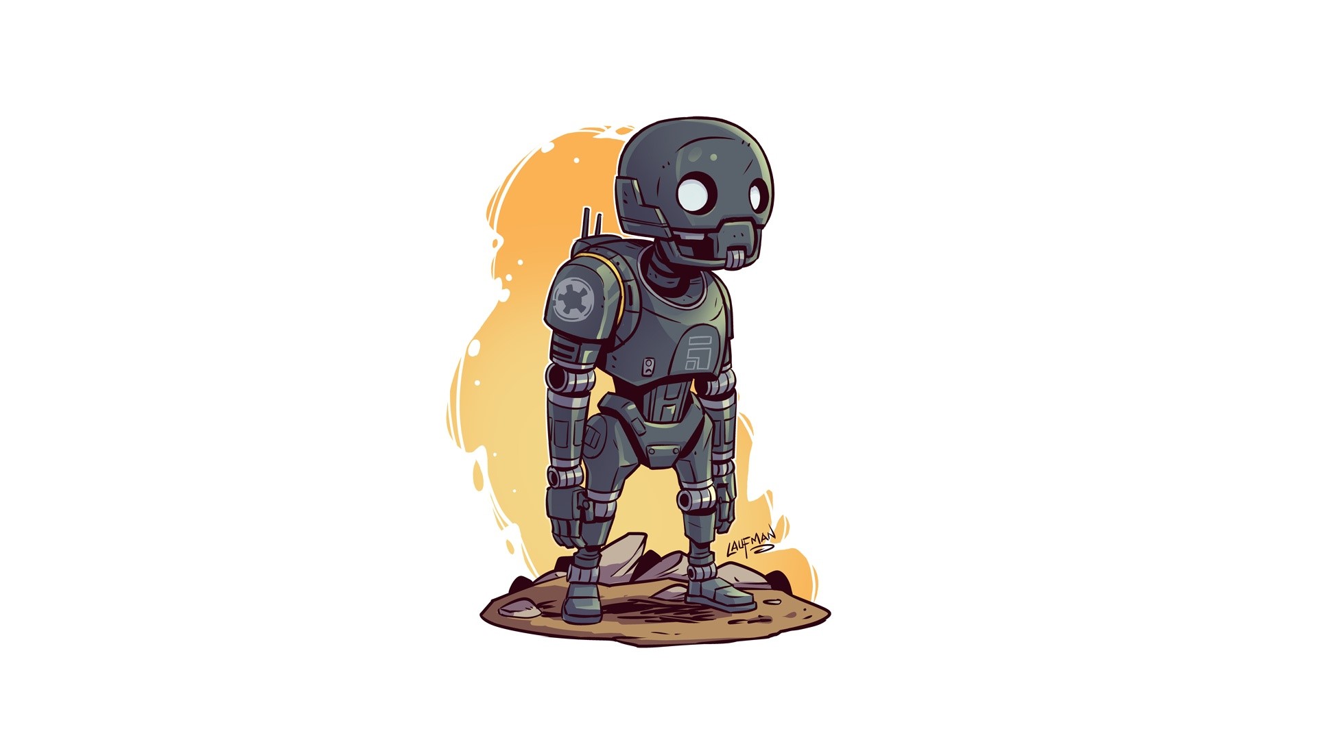 Star Wars, artwork, simple background, white background, Rogue One: A Star Wars Story, K-2SO, Derek Laufman, HD Wallpaper
