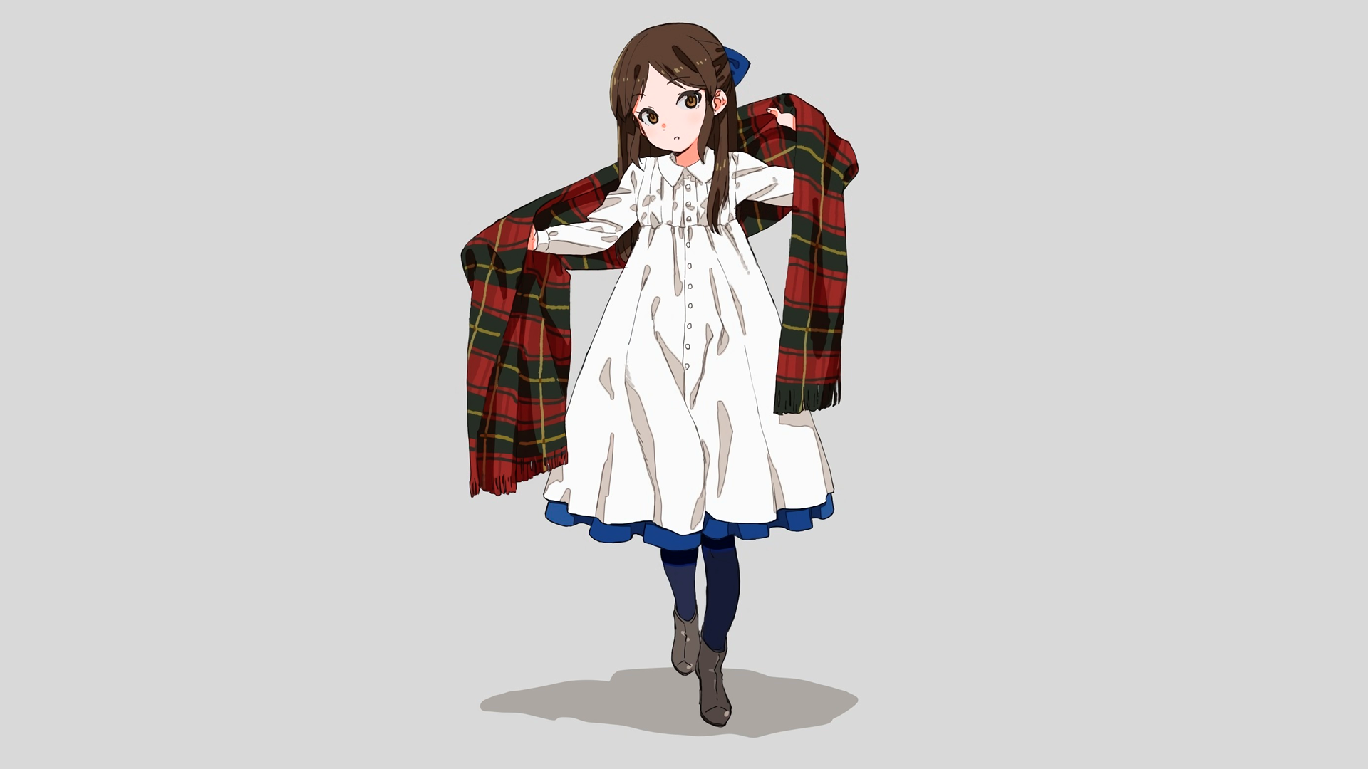 anime, manga, anime girls, schoolgirl, long hair, scarf, minimalism, HD Wallpaper