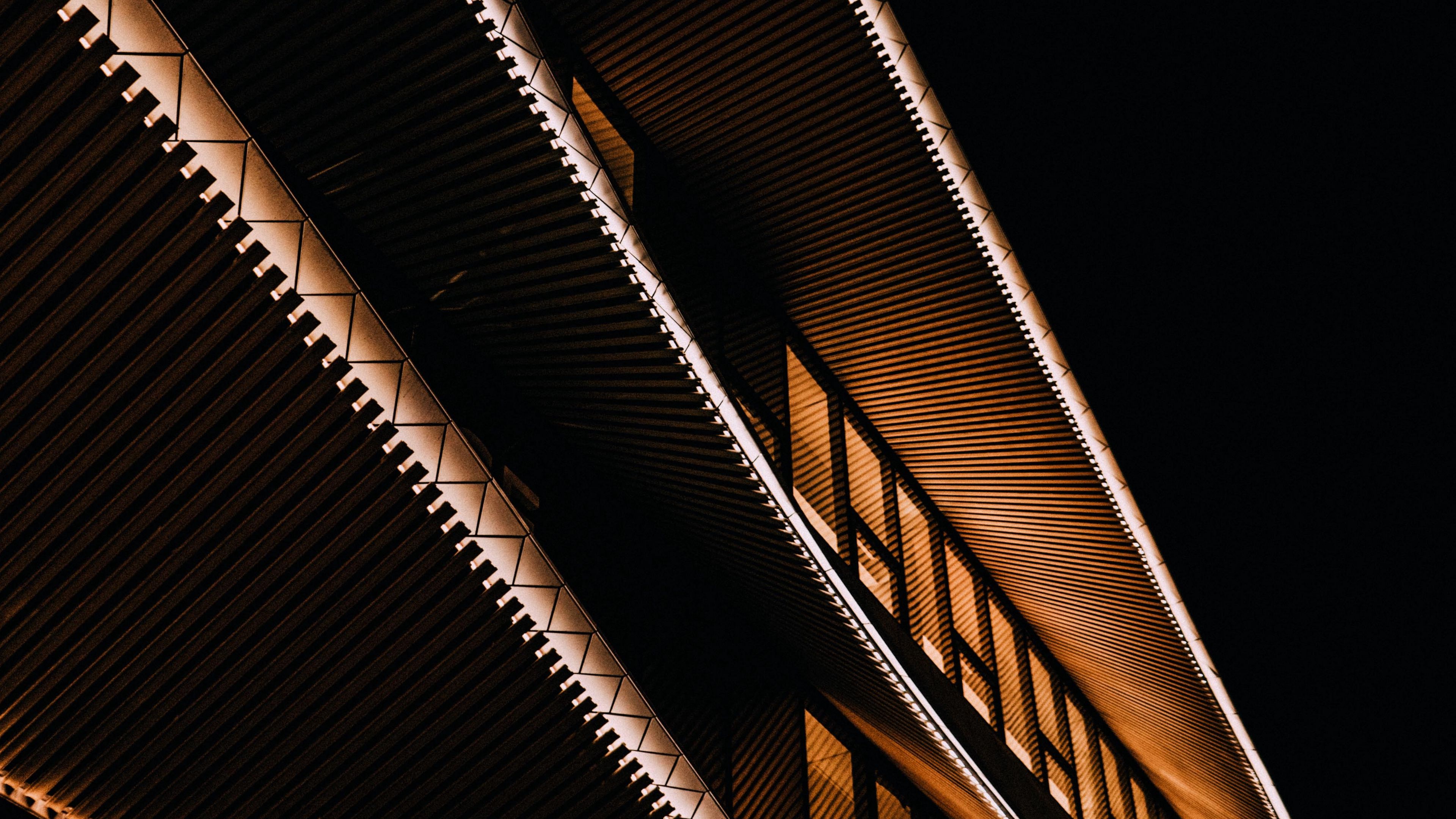 architecture, roof, backlight, dark, 4k, HD Wallpaper