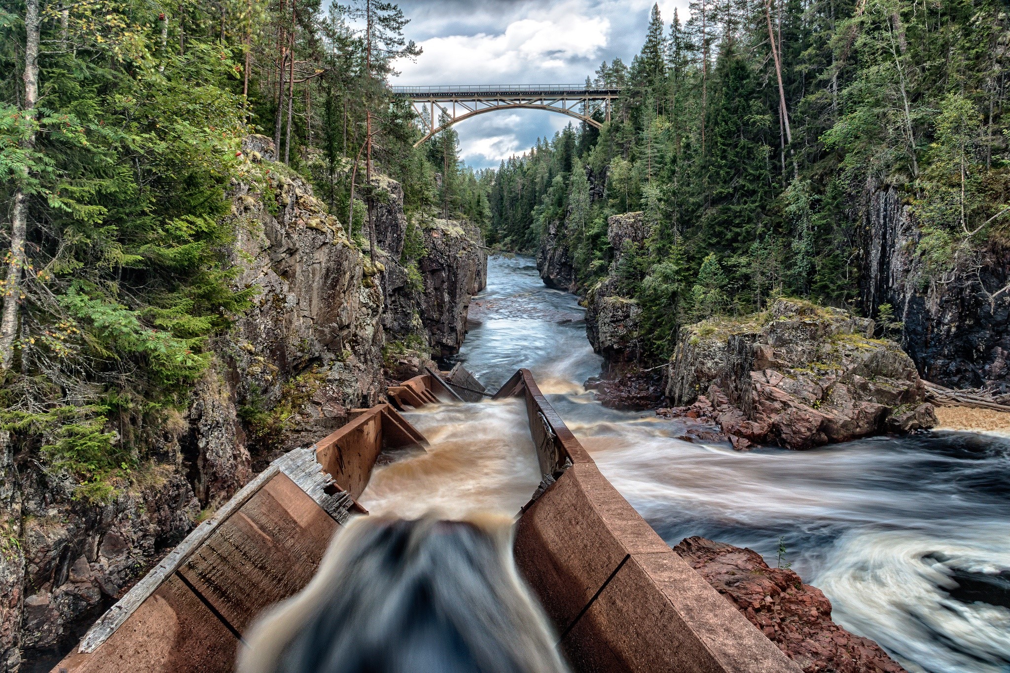 river, trees, long exposure, bridge, nature, landscape, HD Wallpaper