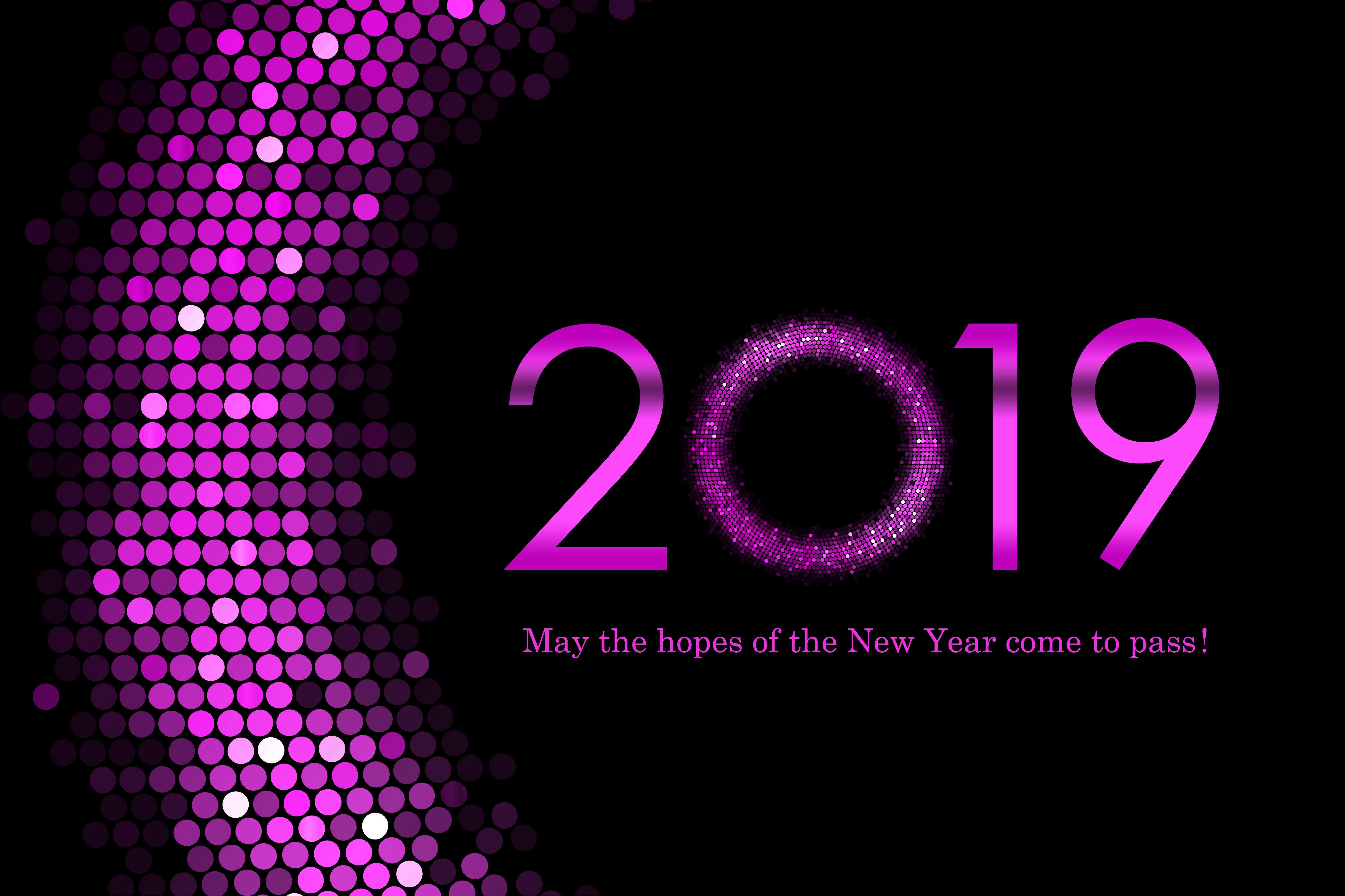 2019 (Year), numbers, Happy New Year, HD Wallpaper