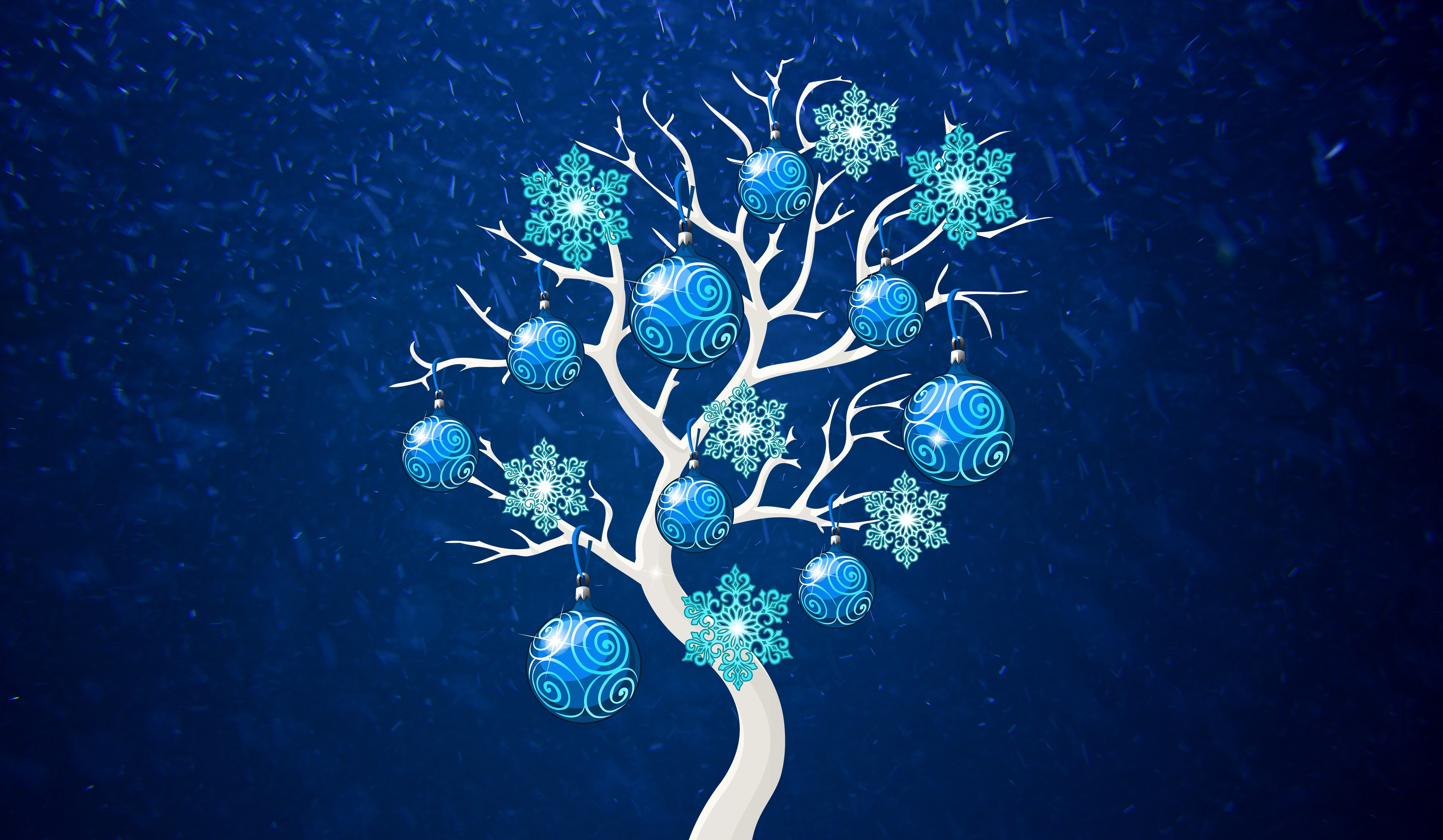 blue background, Christmas, Christmas ornaments, HD Wallpaper