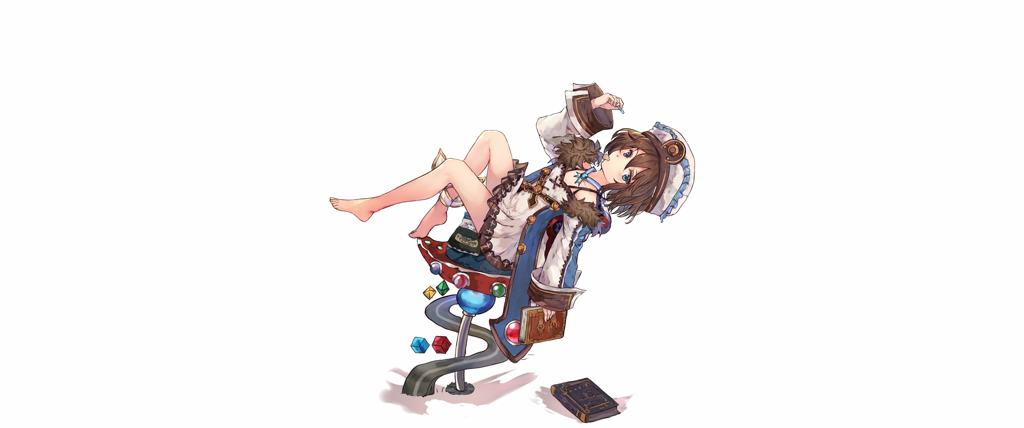 Hyperdimension Neptunia, Blanc (Hyperdimension Neptunia), anime girls, brunette, legs, barefoot, white background, simple background, anime, HD Wallpaper