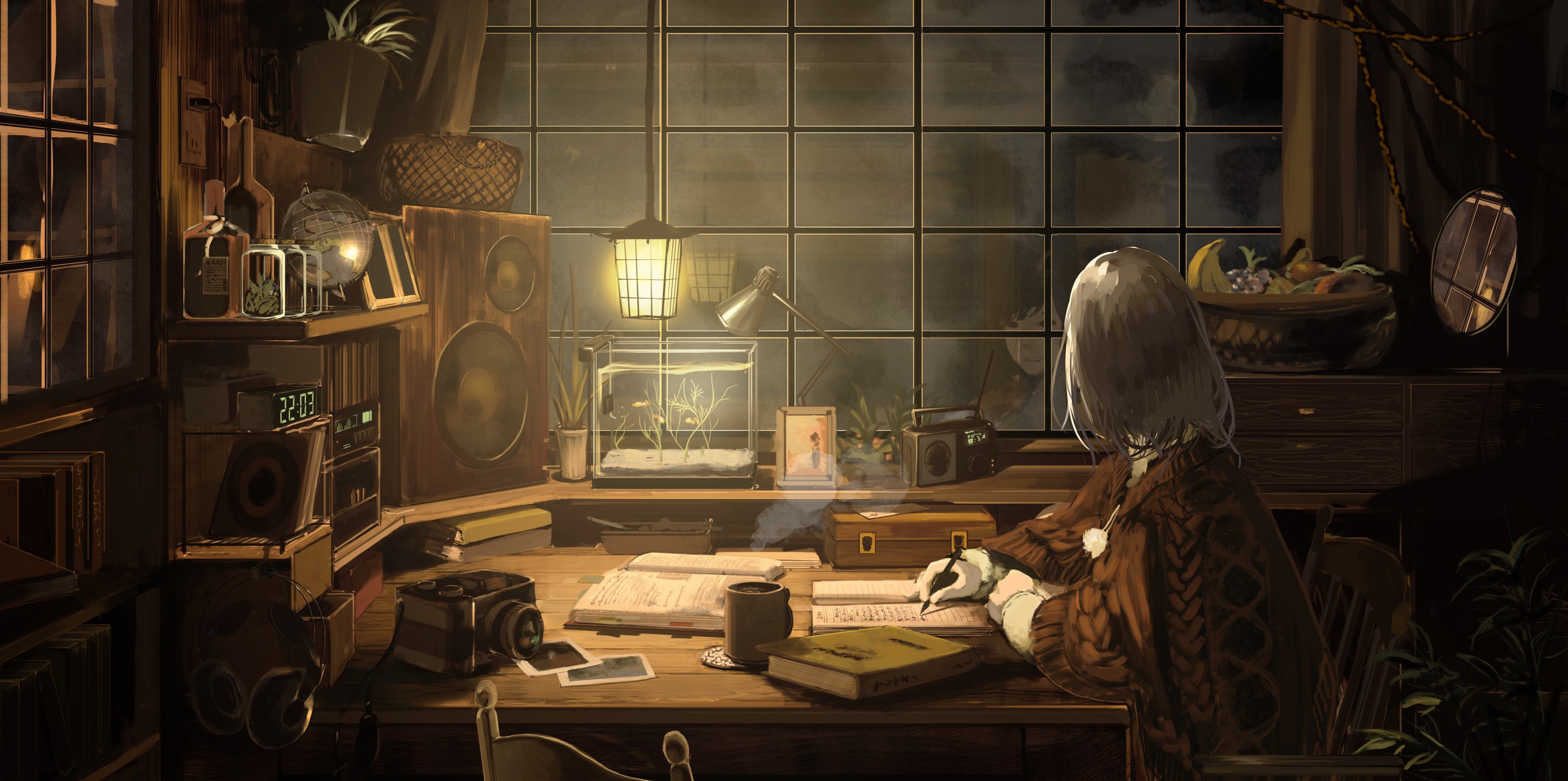 gray hair, paper, anime girls, HD Wallpaper