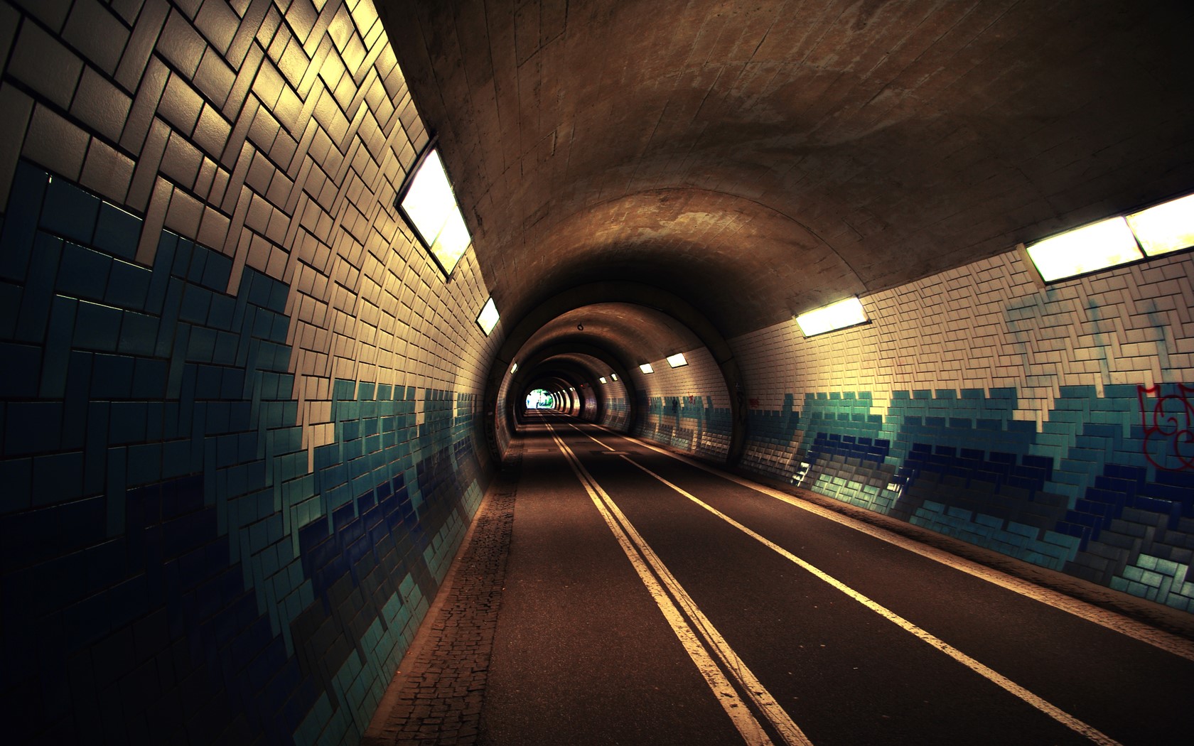 tunnel, road, asphalt, tiles, HD Wallpaper