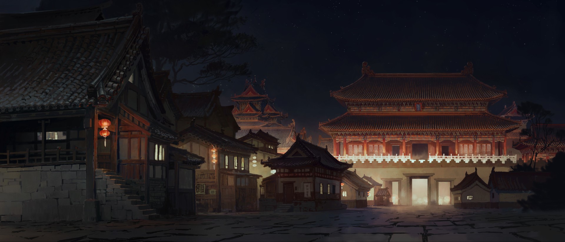 castle, Asia, fantasy art, Asian architecture, HD Wallpaper