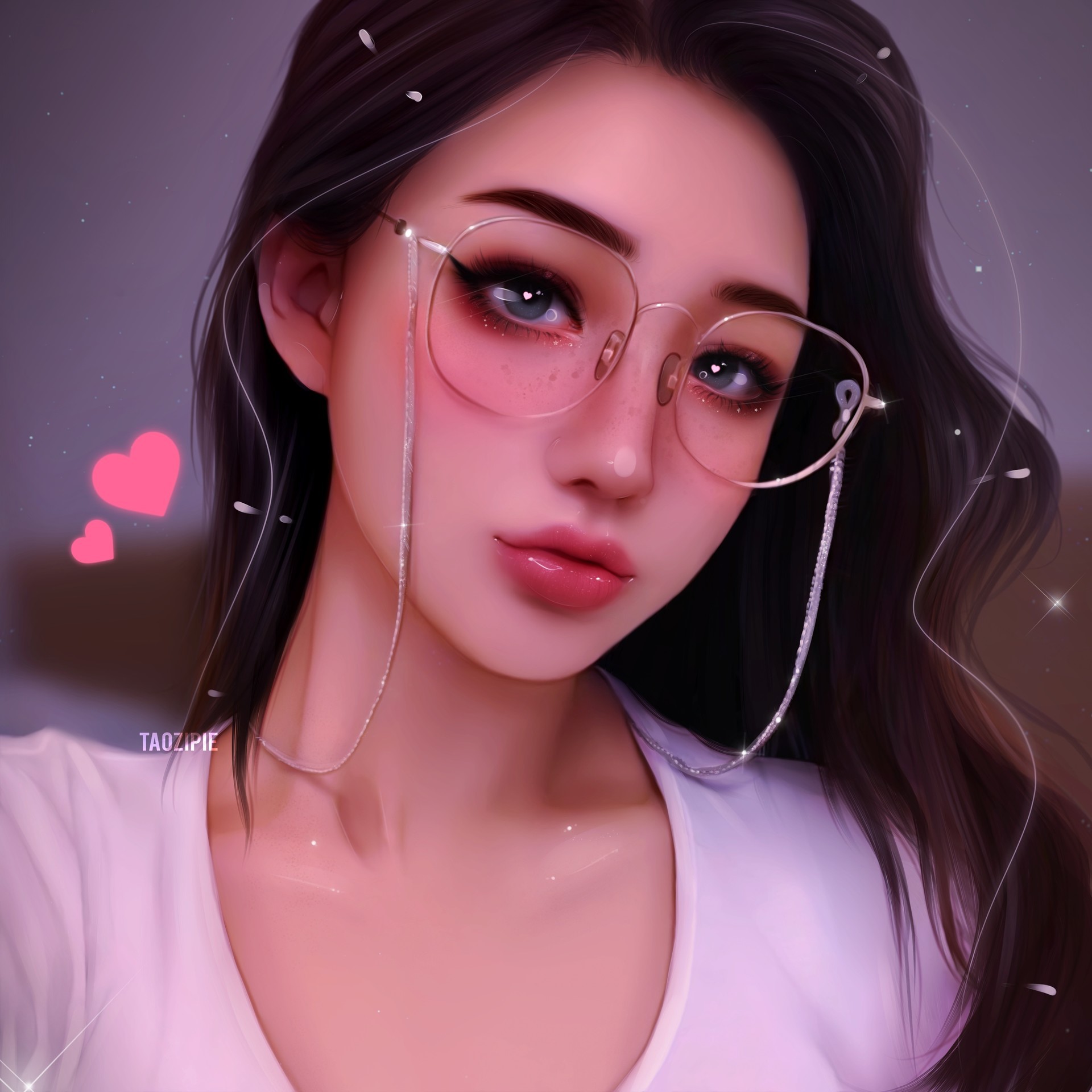 Asian, women, glasses, heart, women with glasses, HD Wallpaper