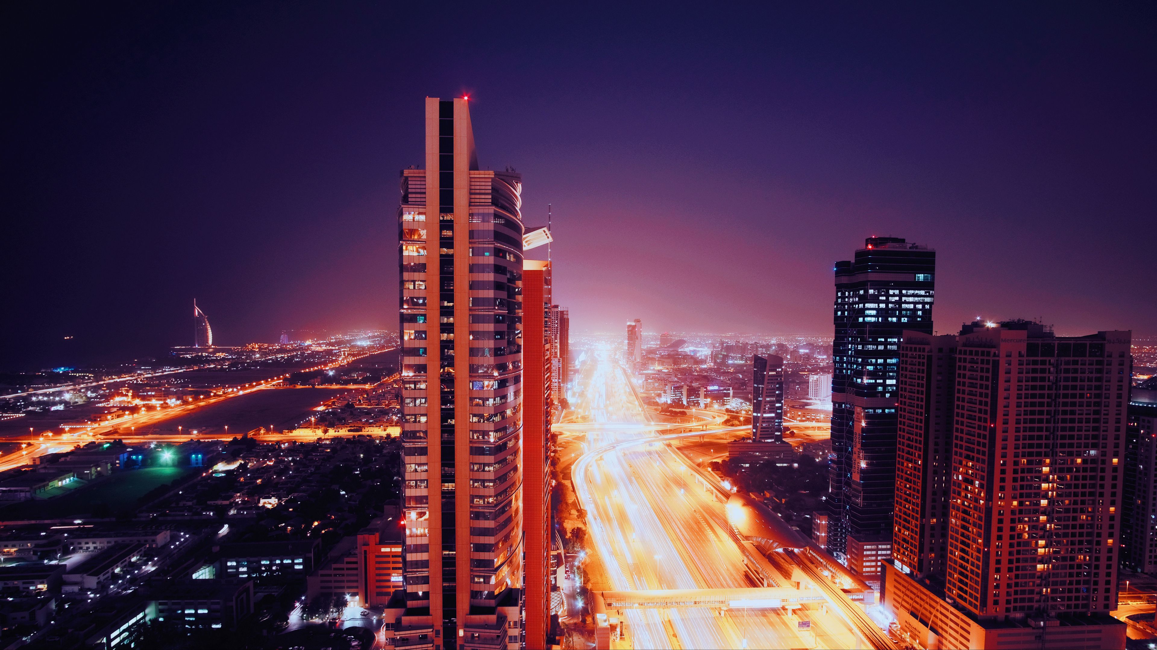night city, architecture, city lights, dubai, united arab emirates, 4k, HD Wallpaper