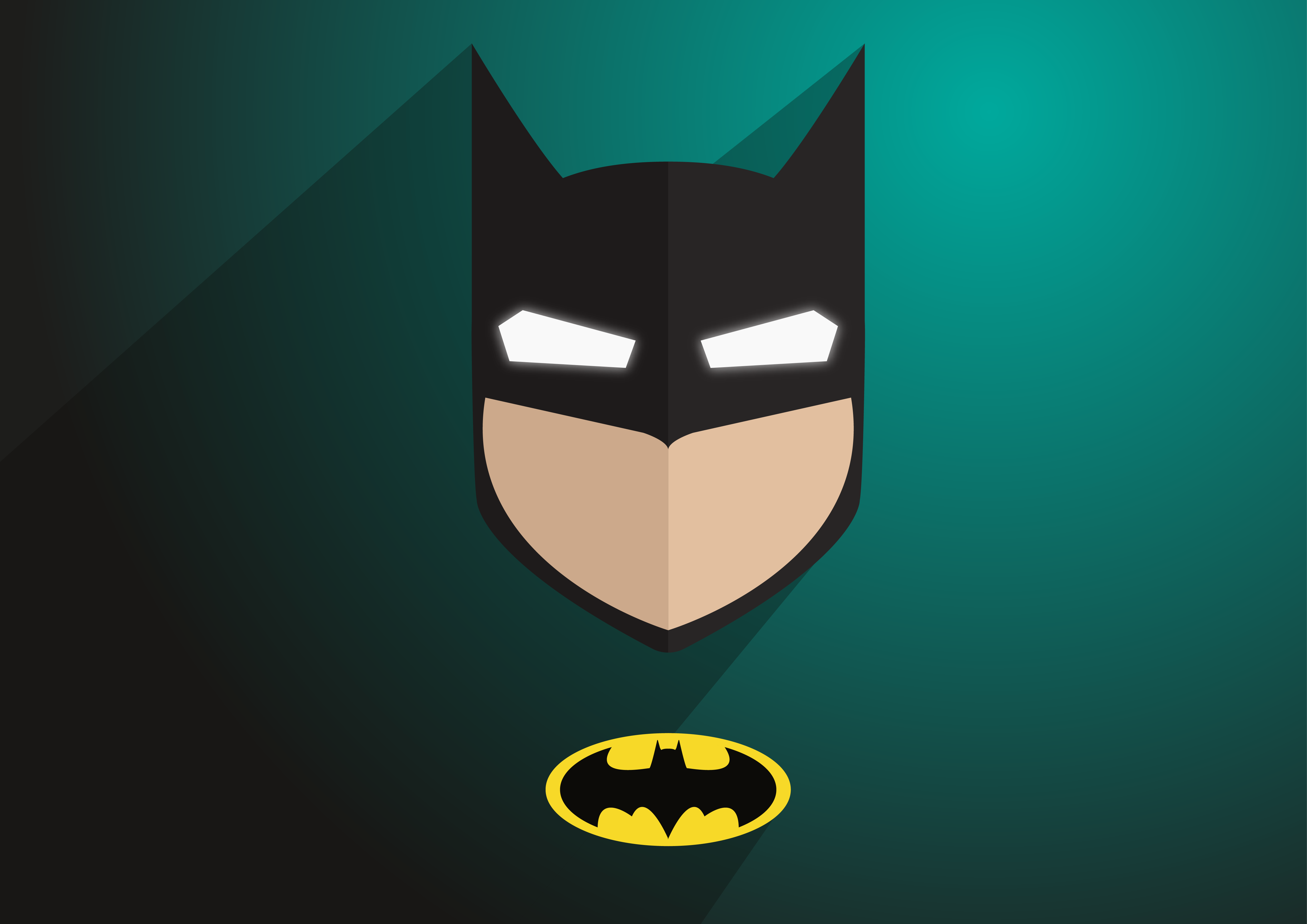 Batman logo, minimalism, glowing eyes, mask, HD Wallpaper