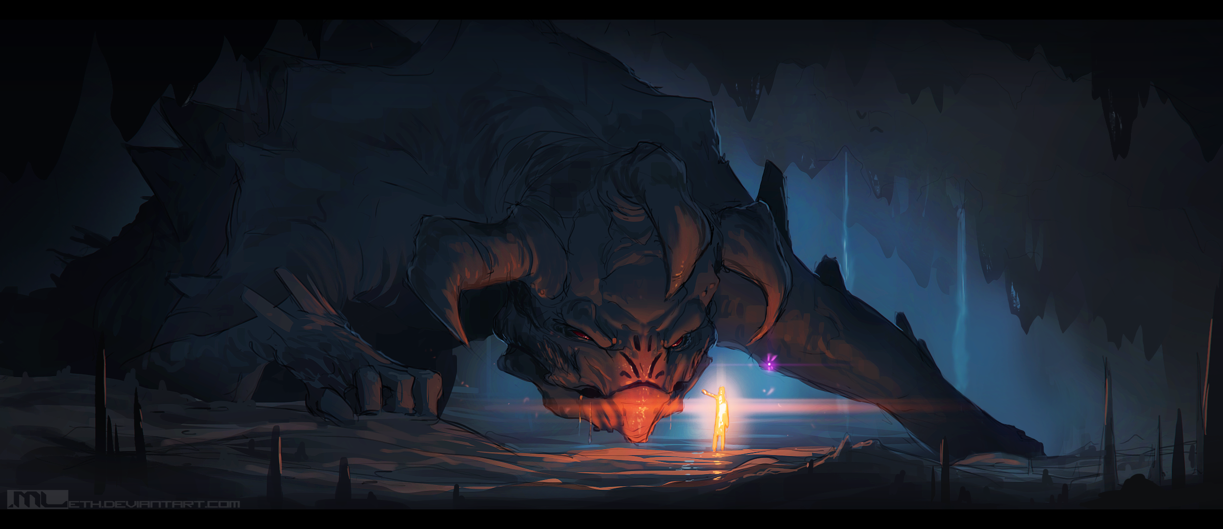 MLeth, landscape, fantasy art, dragon, artwork, DeviantArt, HD Wallpaper