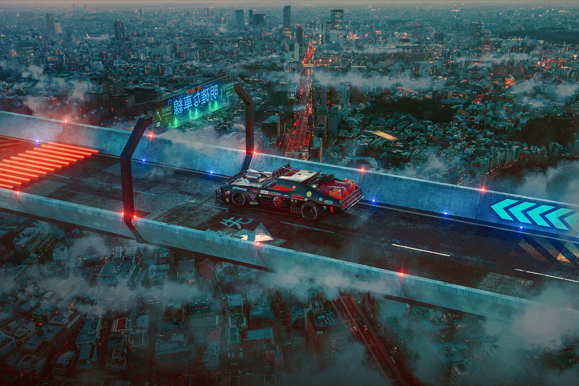 car, city, highway, futuristic, cyberpunk, vehicle, HD Wallpaper