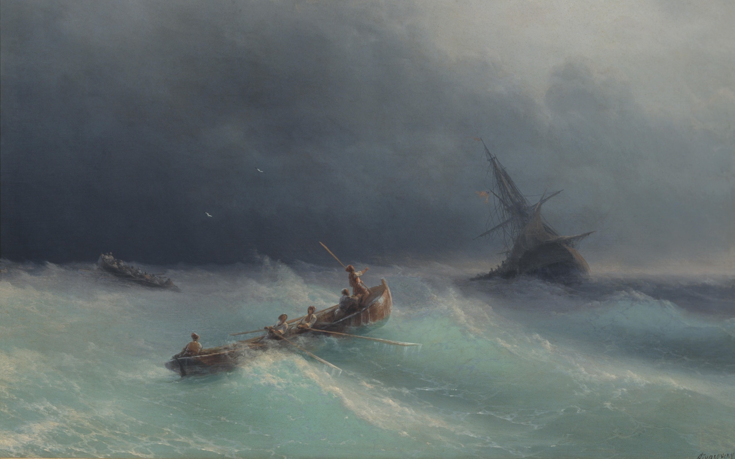 artwork, sea, ship, boat, HD Wallpaper