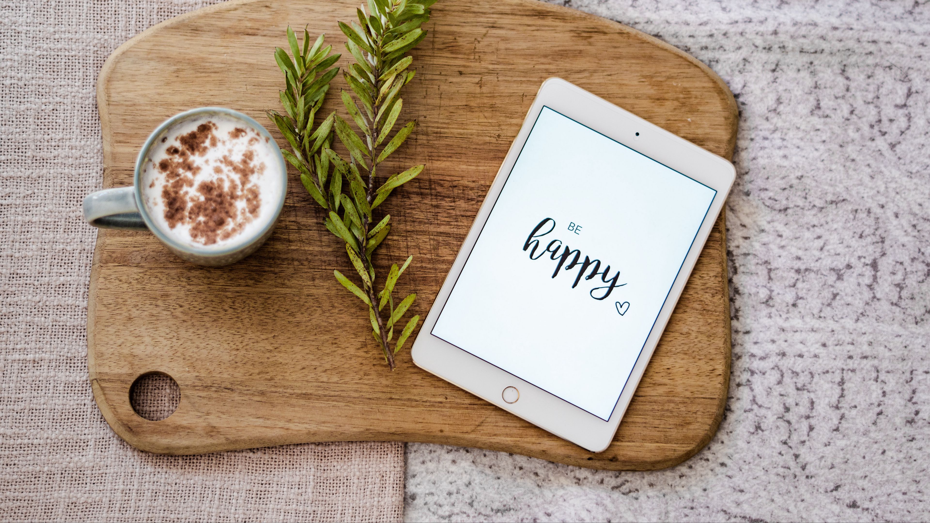 happiness, inscription, tablet, 4k, HD Wallpaper