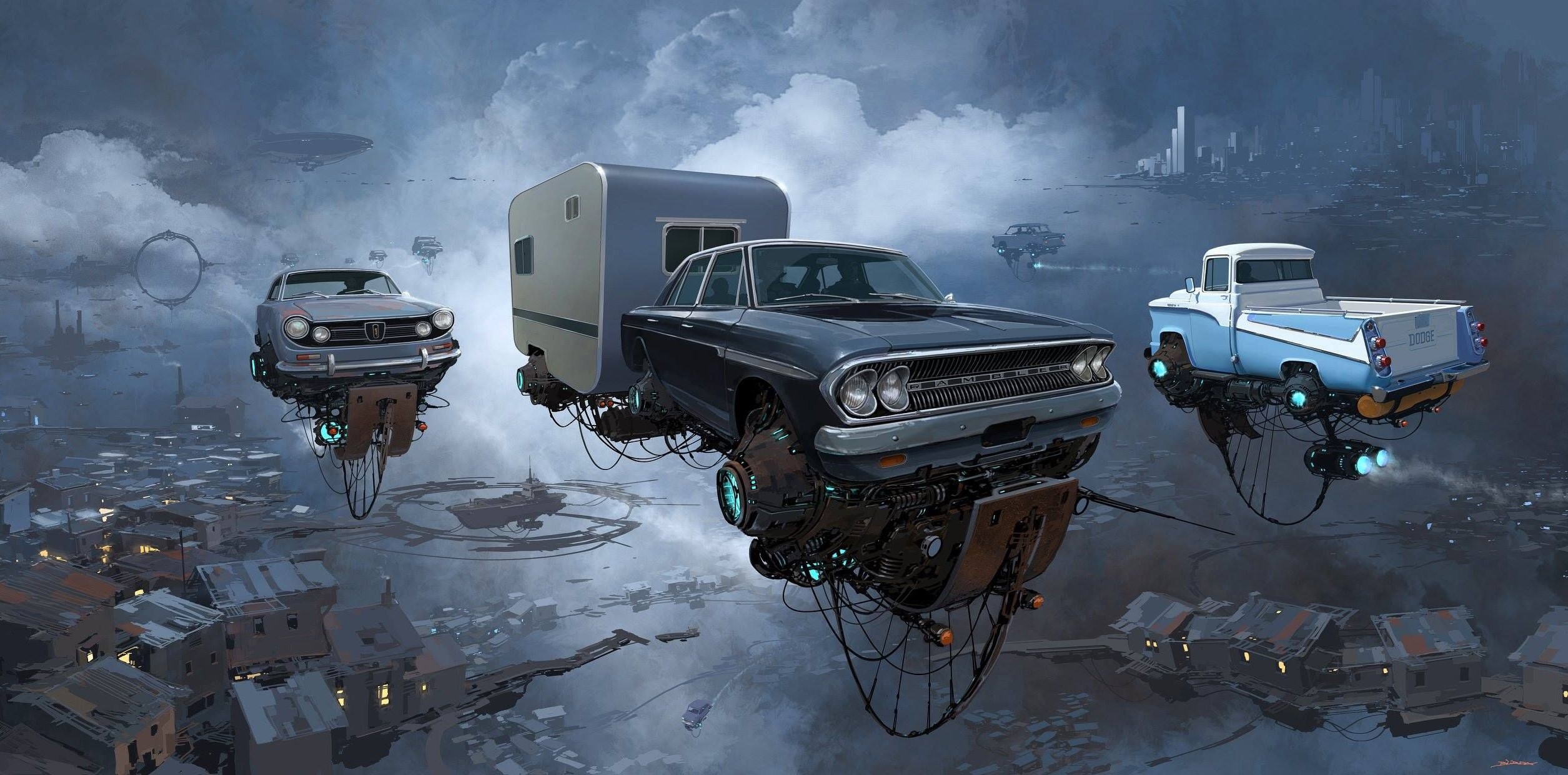 futuristic, digital art, car, artwork, vehicle, cyberpunk, HD Wallpaper
