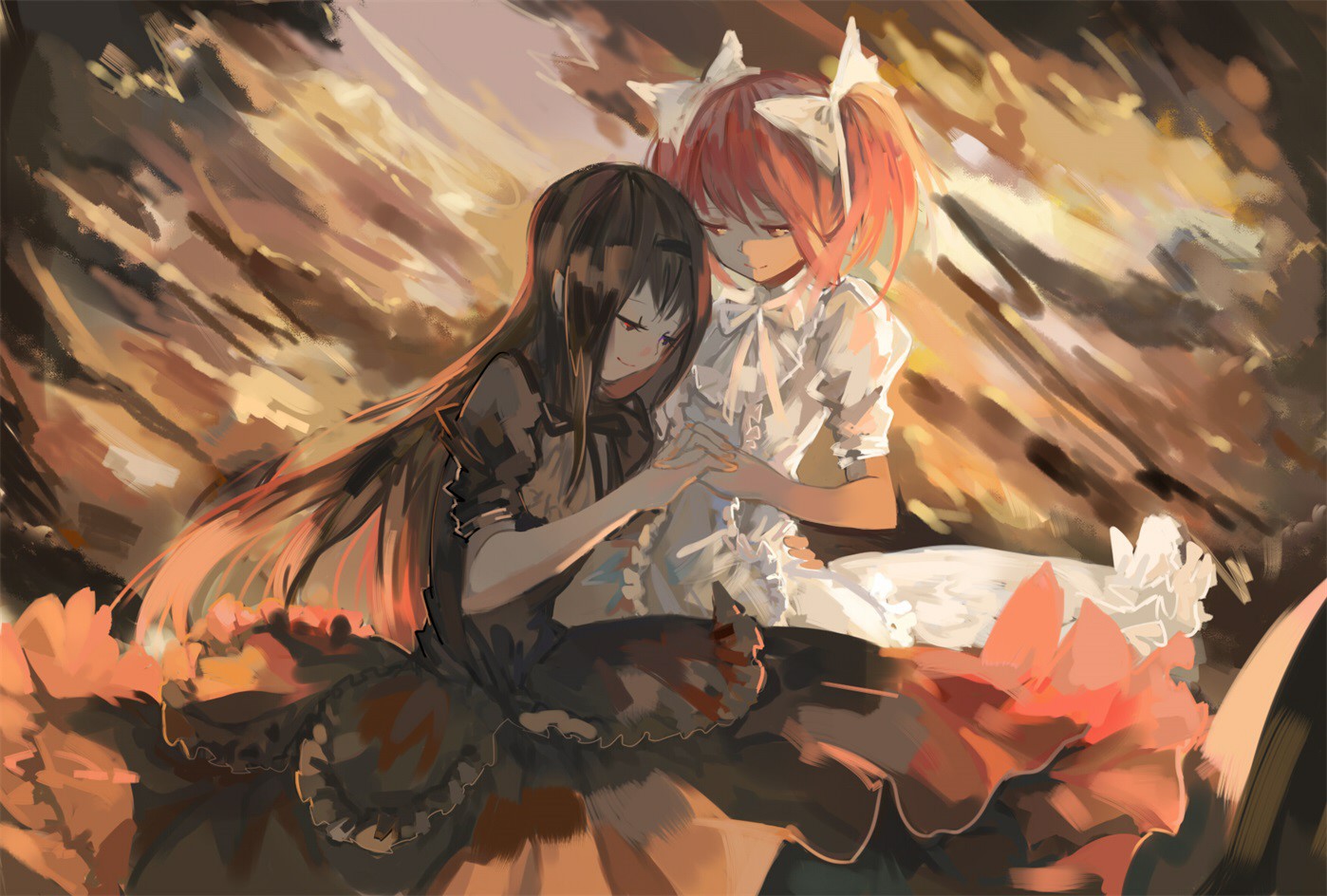 anime, anime girls, Mahou Shoujo Madoka Magica, Kaname Madoka, Akemi Homura, HD Wallpaper