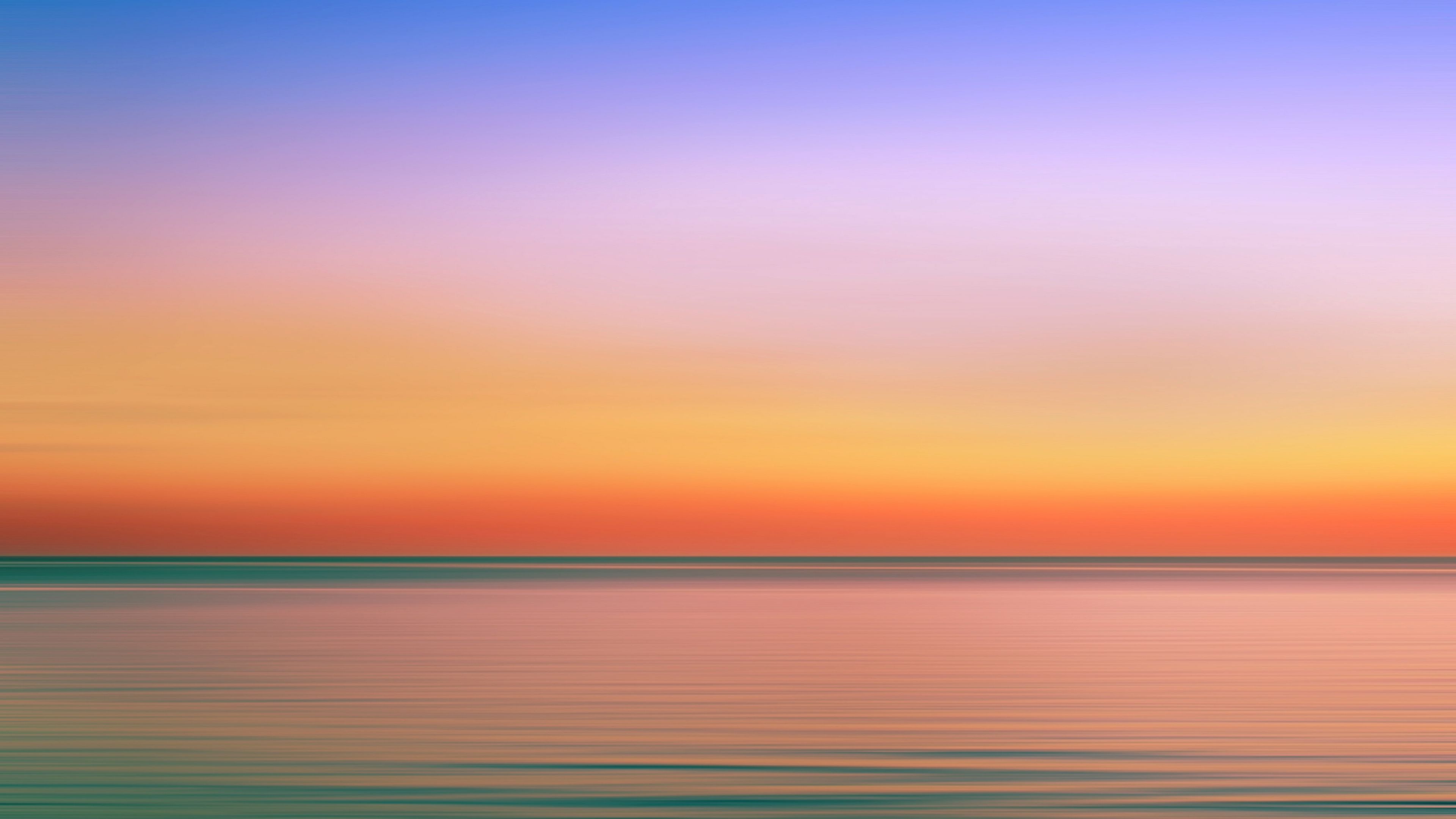 sunset, horizon, sea, minimalism, sky, 4k, HD Wallpaper