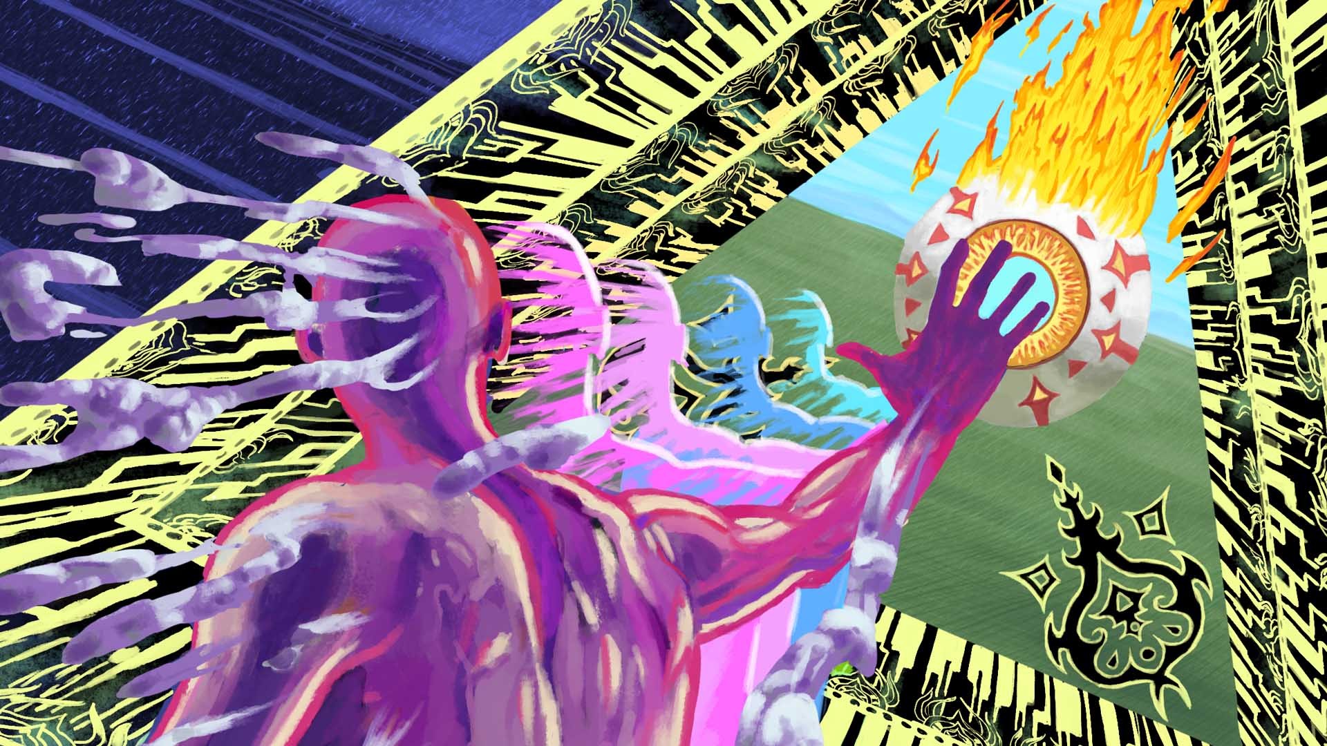 magic, spell, abstract, artwork, in verbis virtus, HD Wallpaper