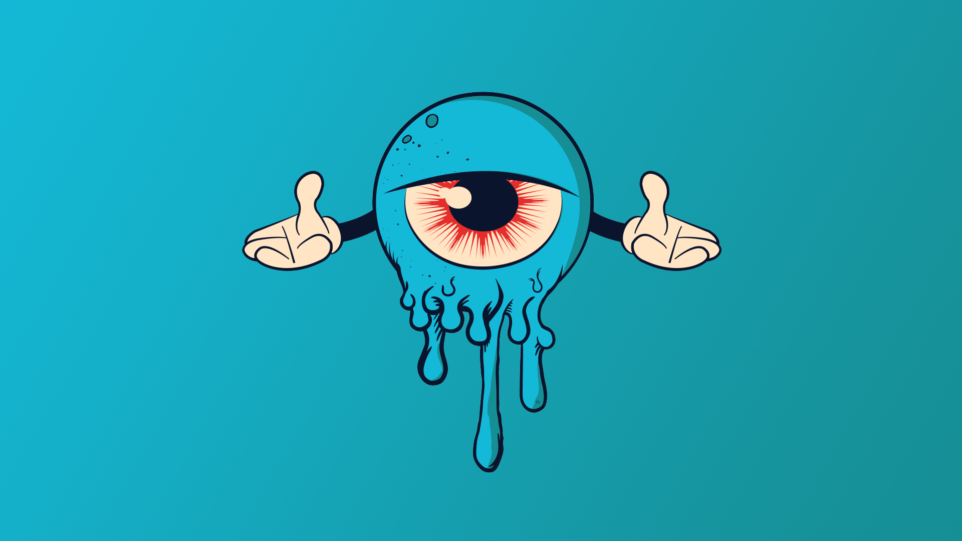 cartoon, digital, eyes, blue, cyan, cyan background, HD Wallpaper