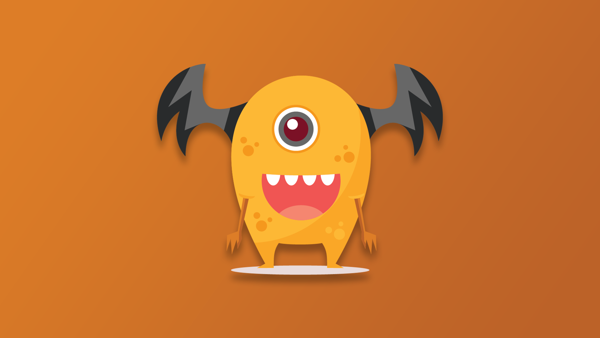 cartoon, digital, orange background, simple background, HD Wallpaper
