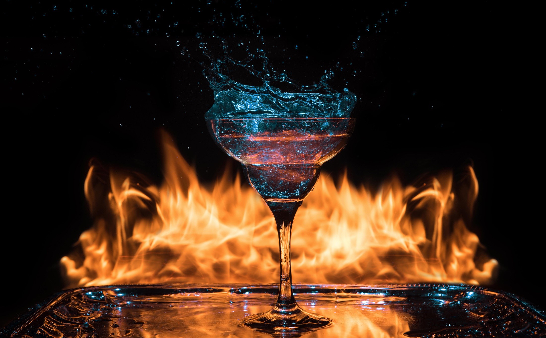 fire, dark, liquid, digital art, HD Wallpaper