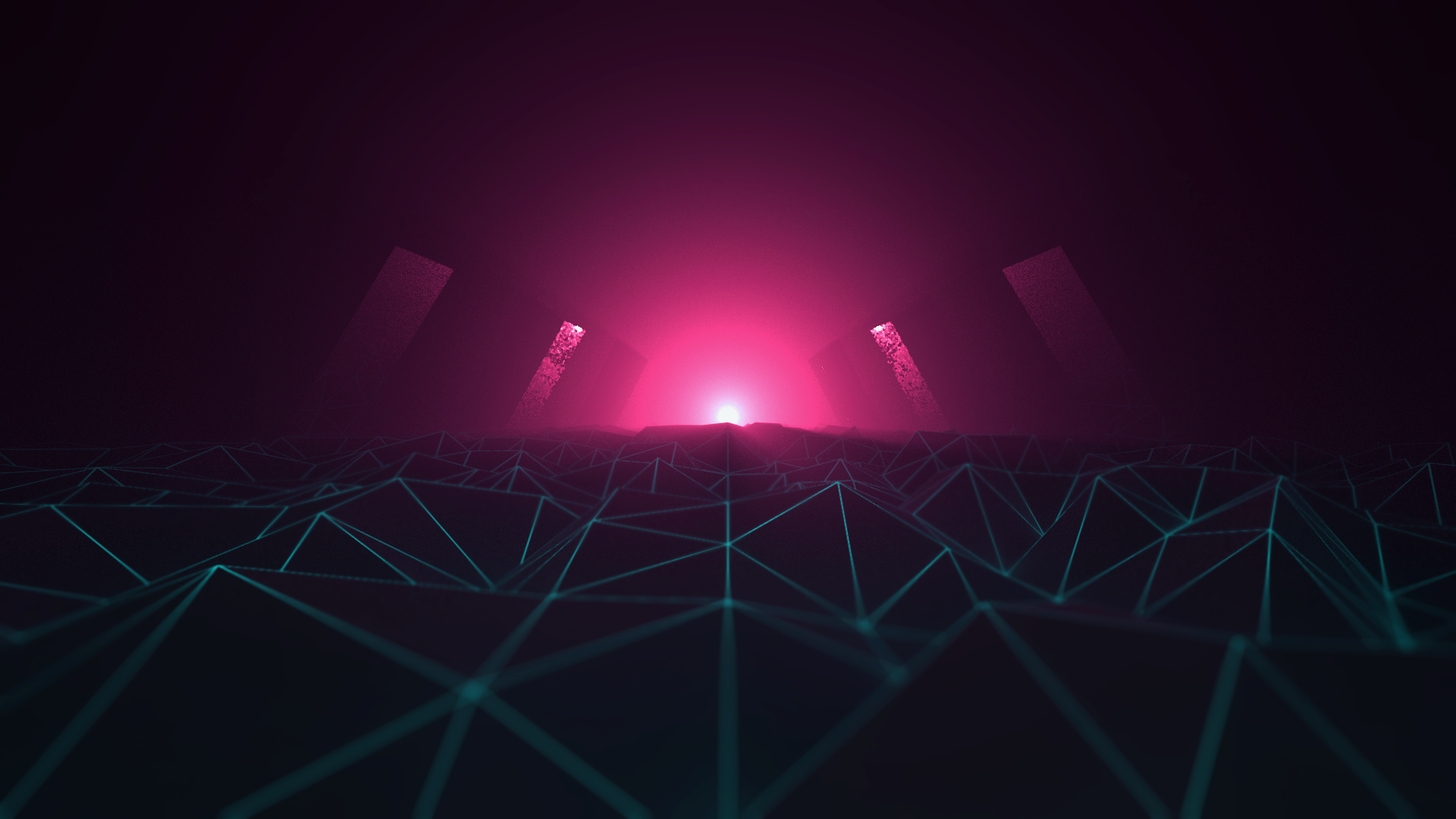 synthesizer, wireframe, neon, 1980s, cyberpunk, synthwave, HD Wallpaper