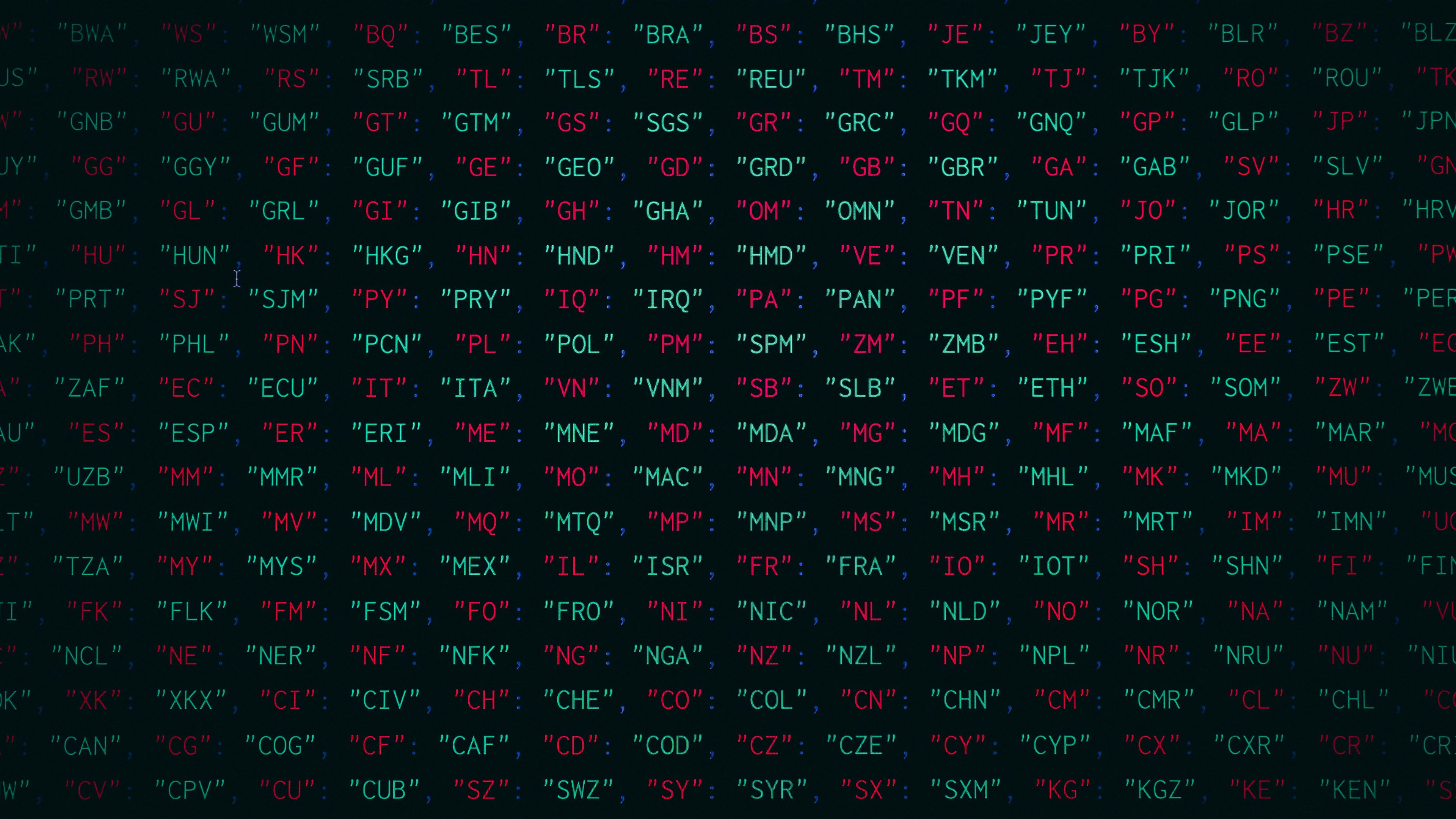 codes, countries, letters, inscription, 4k, HD Wallpaper
