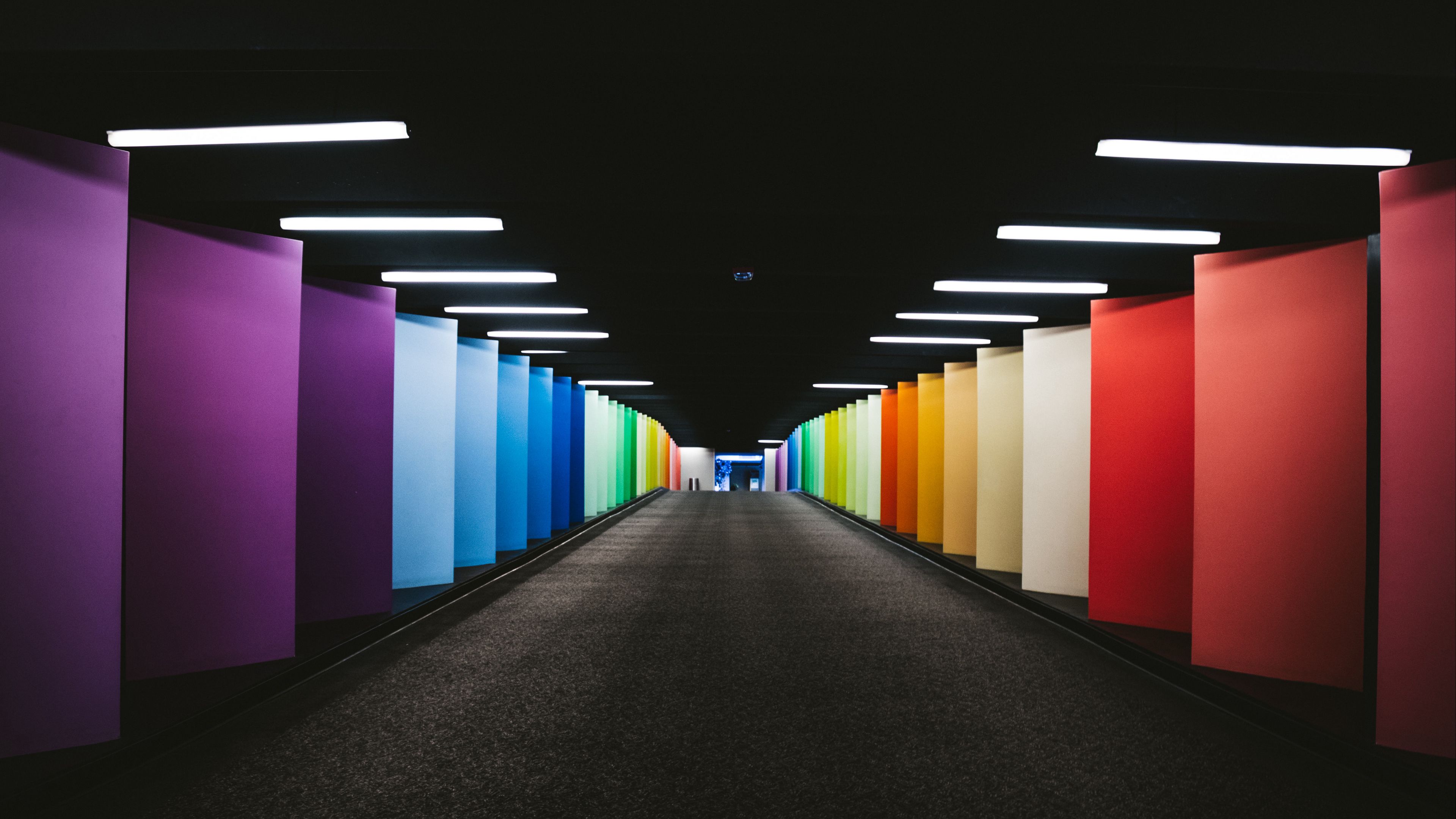 tunnel, colorful, walls, 4k, HD Wallpaper