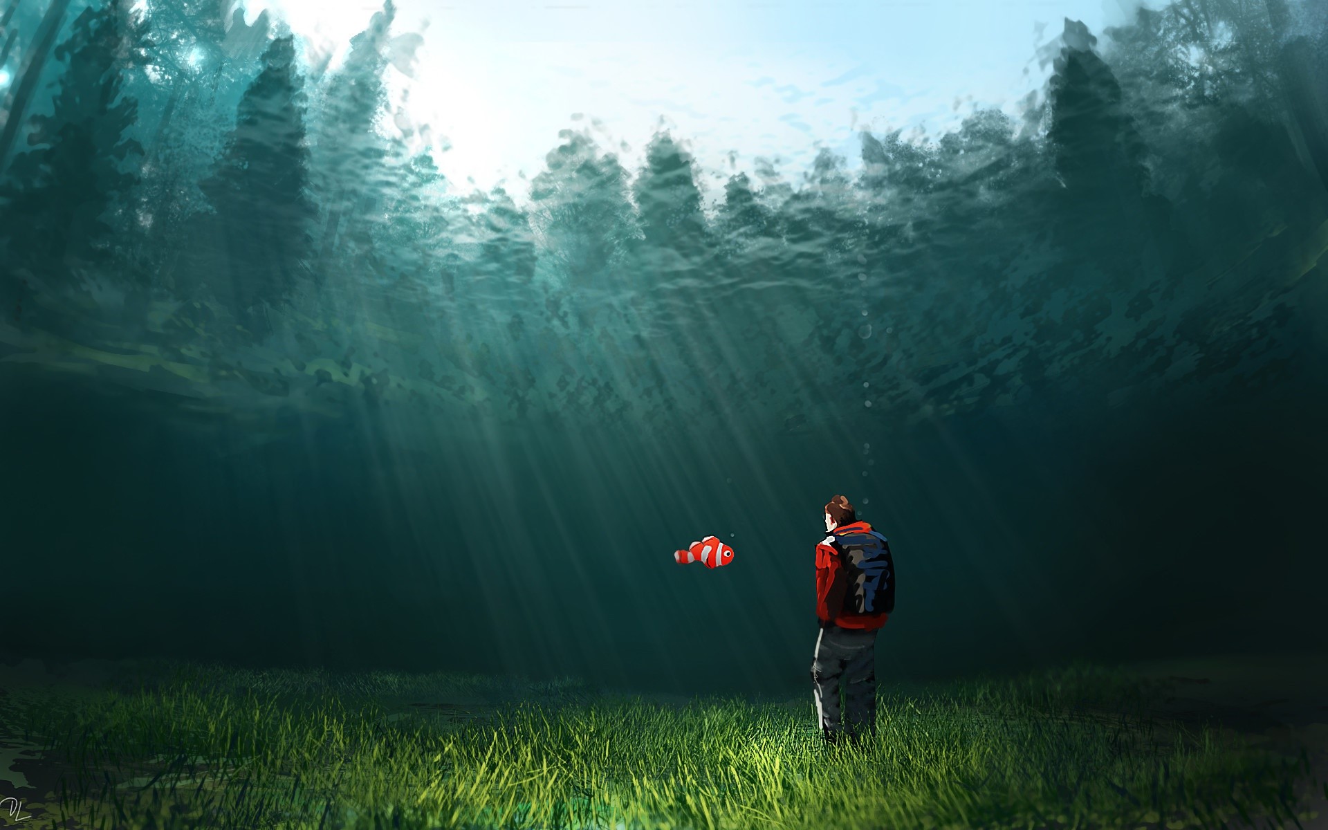 underwater, fish, nature, landscape, artwork, HD Wallpaper