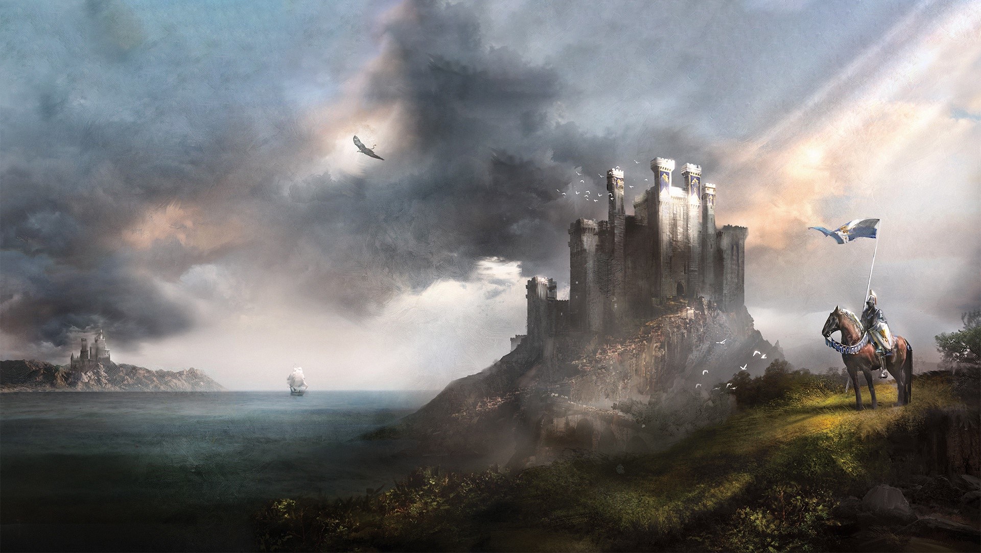 artwork, fantasy art, castle, HD Wallpaper