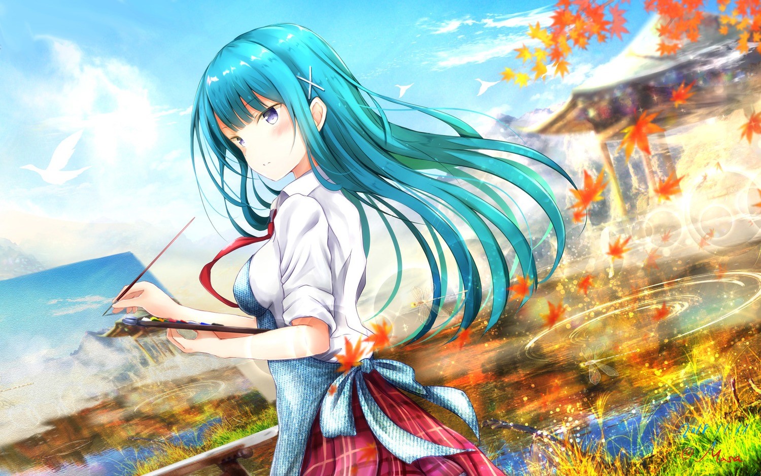 anime girls, long hair, picture, HD Wallpaper