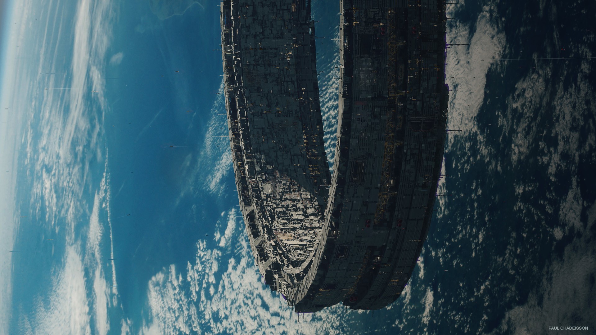 Paul Chadeisson, futuristic, science fiction, digital, Orbital Stations, concept art, planet, space art, space, HD Wallpaper