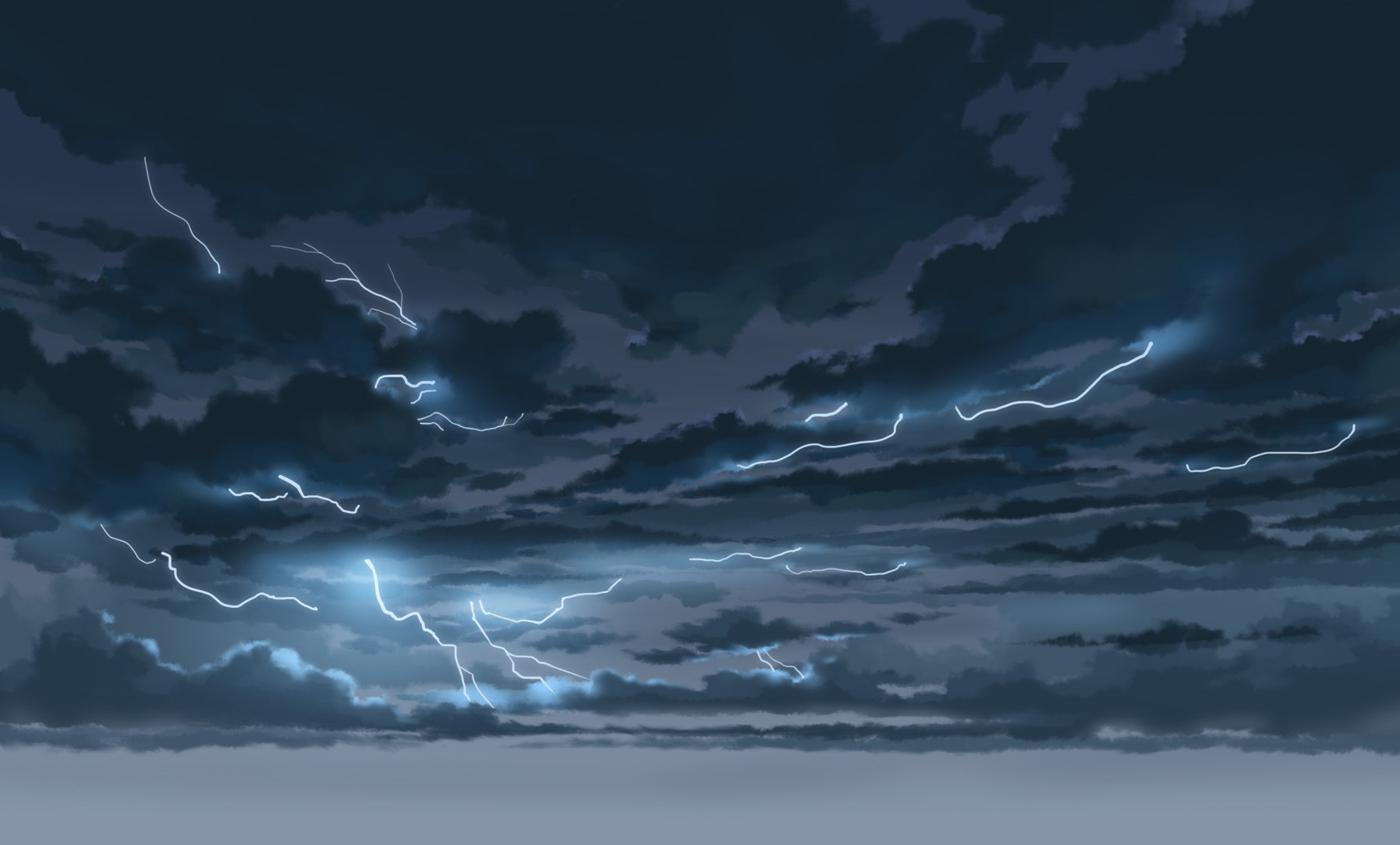 Light Fairytail, artwork, sky, lightning, clouds, nature, cyan, storm, HD Wallpaper
