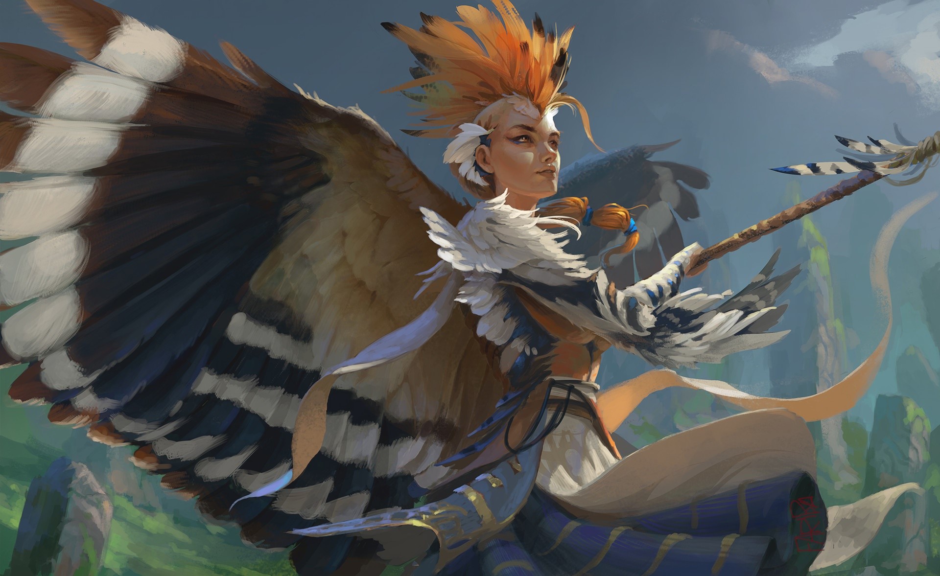 fantasy girl, artwork, fantasy art, Fariba Khamseh, wings, HD Wallpaper