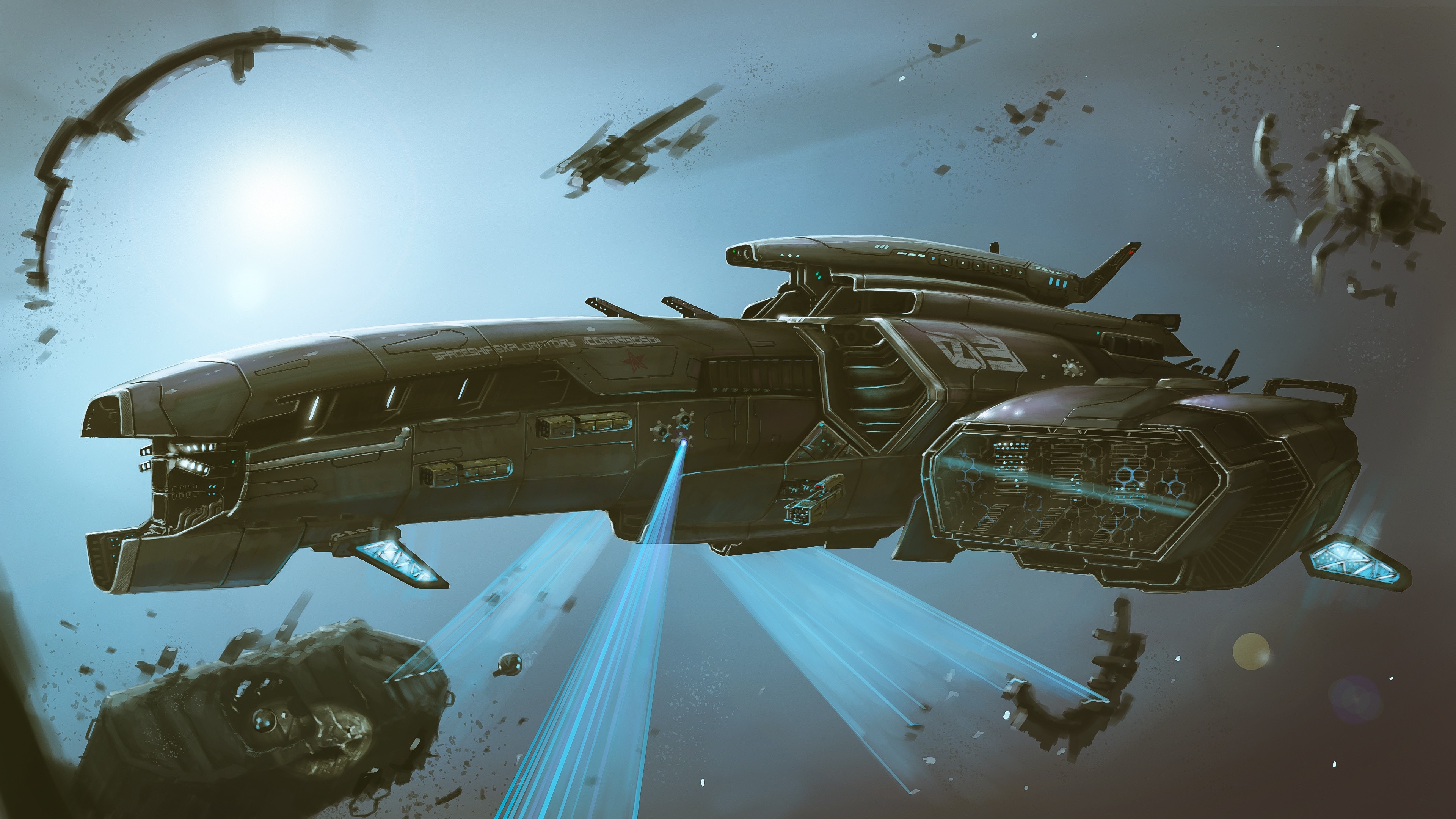 Dmitrii Ustinov, spaceship, science fiction, artwork, HD Wallpaper