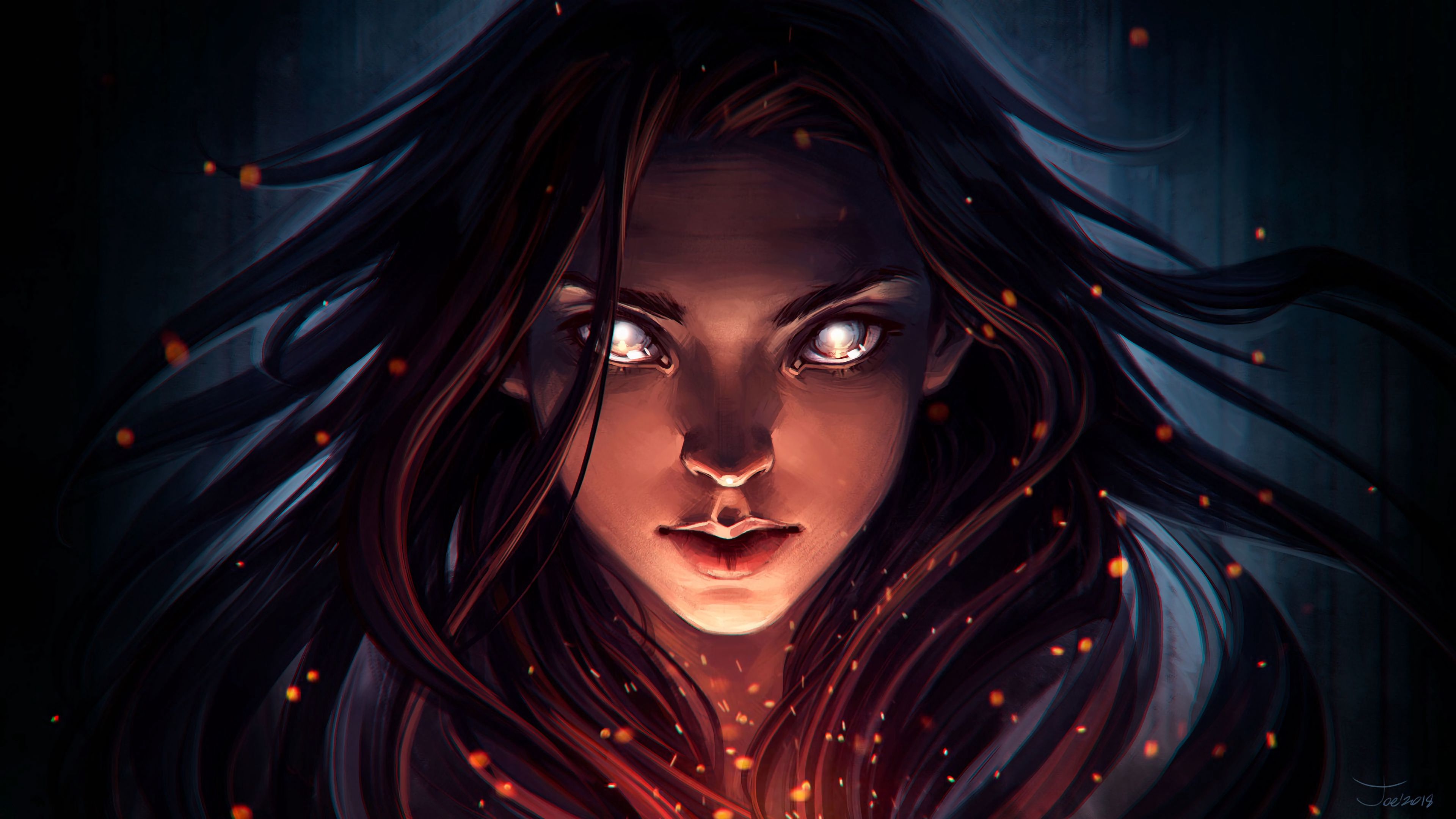 girl, portrait, face, view, art, dark, 4k, HD Wallpaper