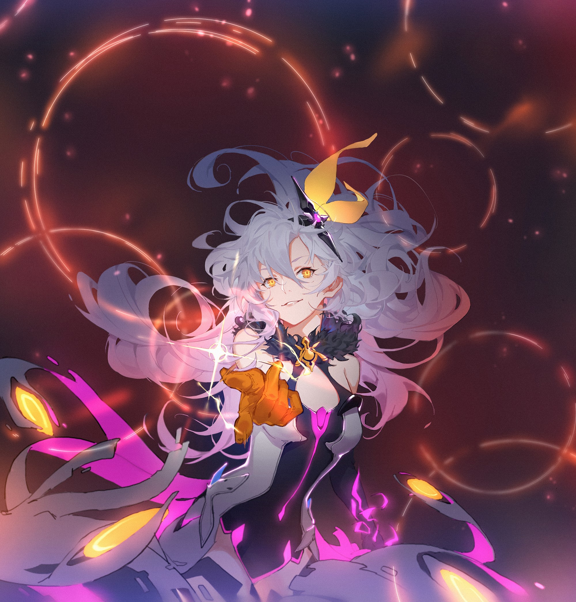 anime girls, anime, yellow eyes, long hair, HD Wallpaper