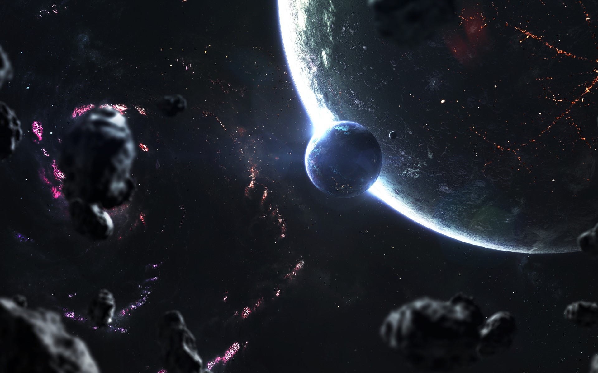 space, space art, dark, planet, digital art, Vadim Sadovski, HD Wallpaper