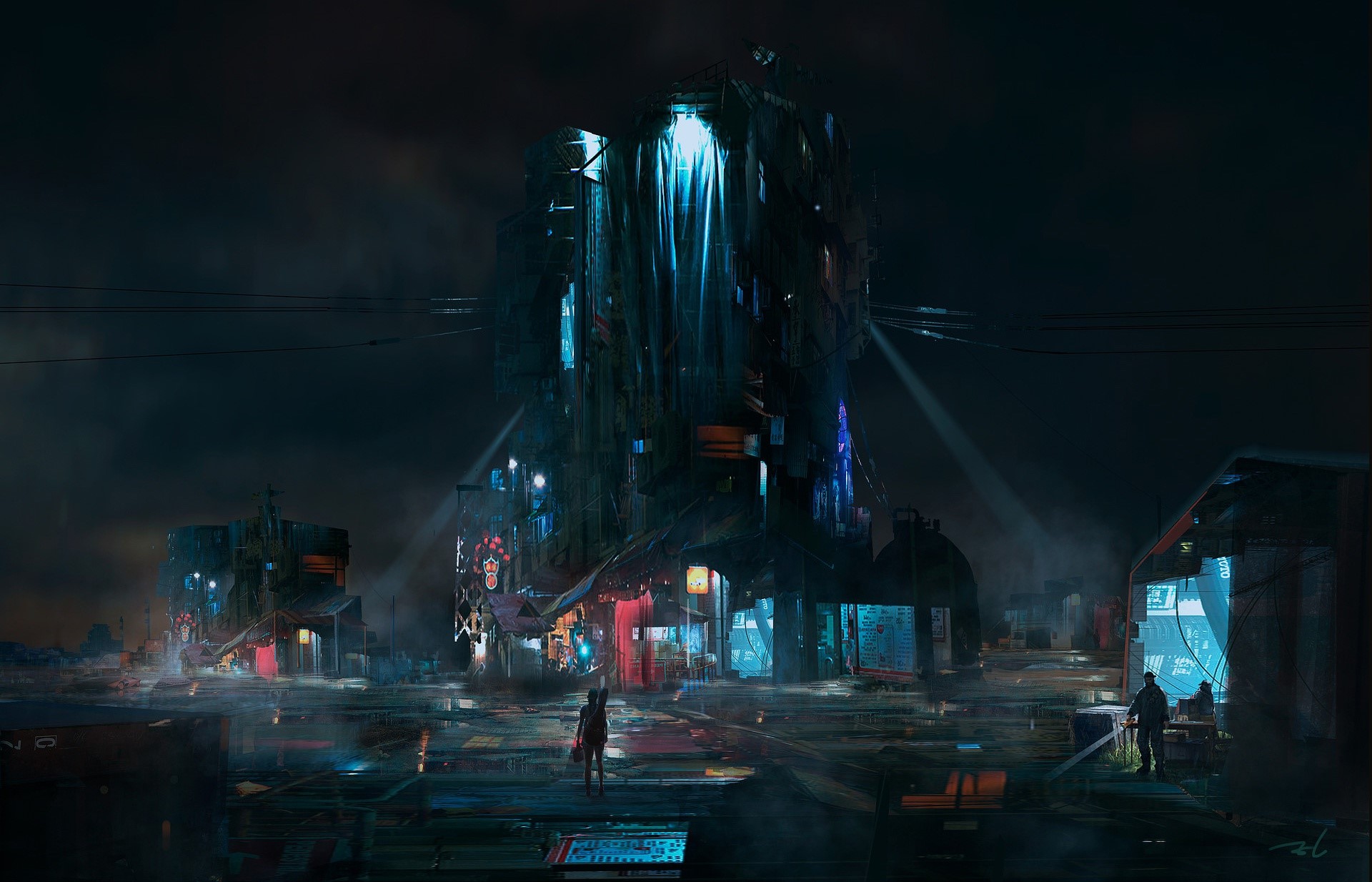 dark, futuristic, science fiction, digital art, HD Wallpaper