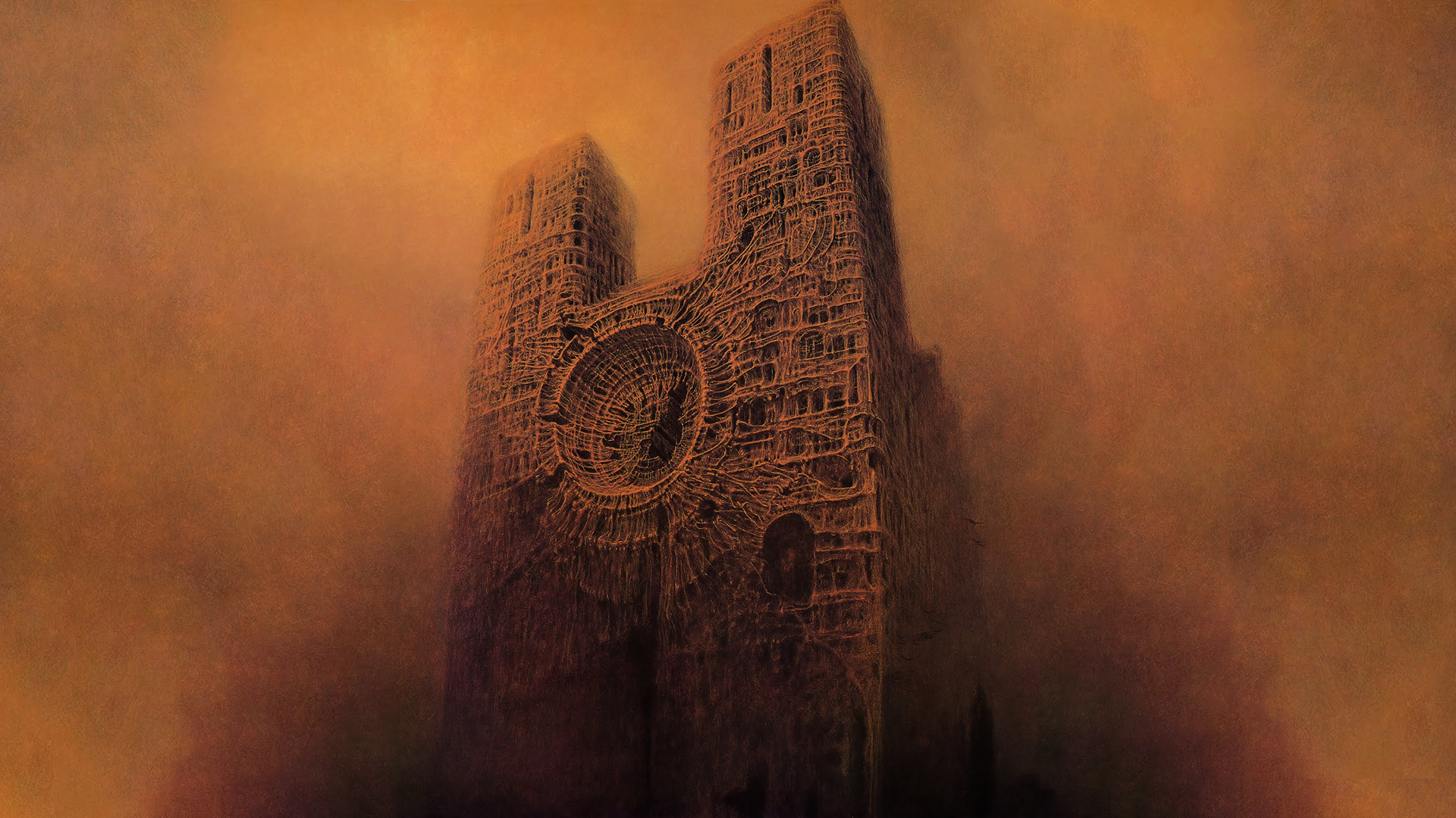 Zdzisław Beksiński, fantastic realism, creepy, surreal, painting, low-angle, HD Wallpaper