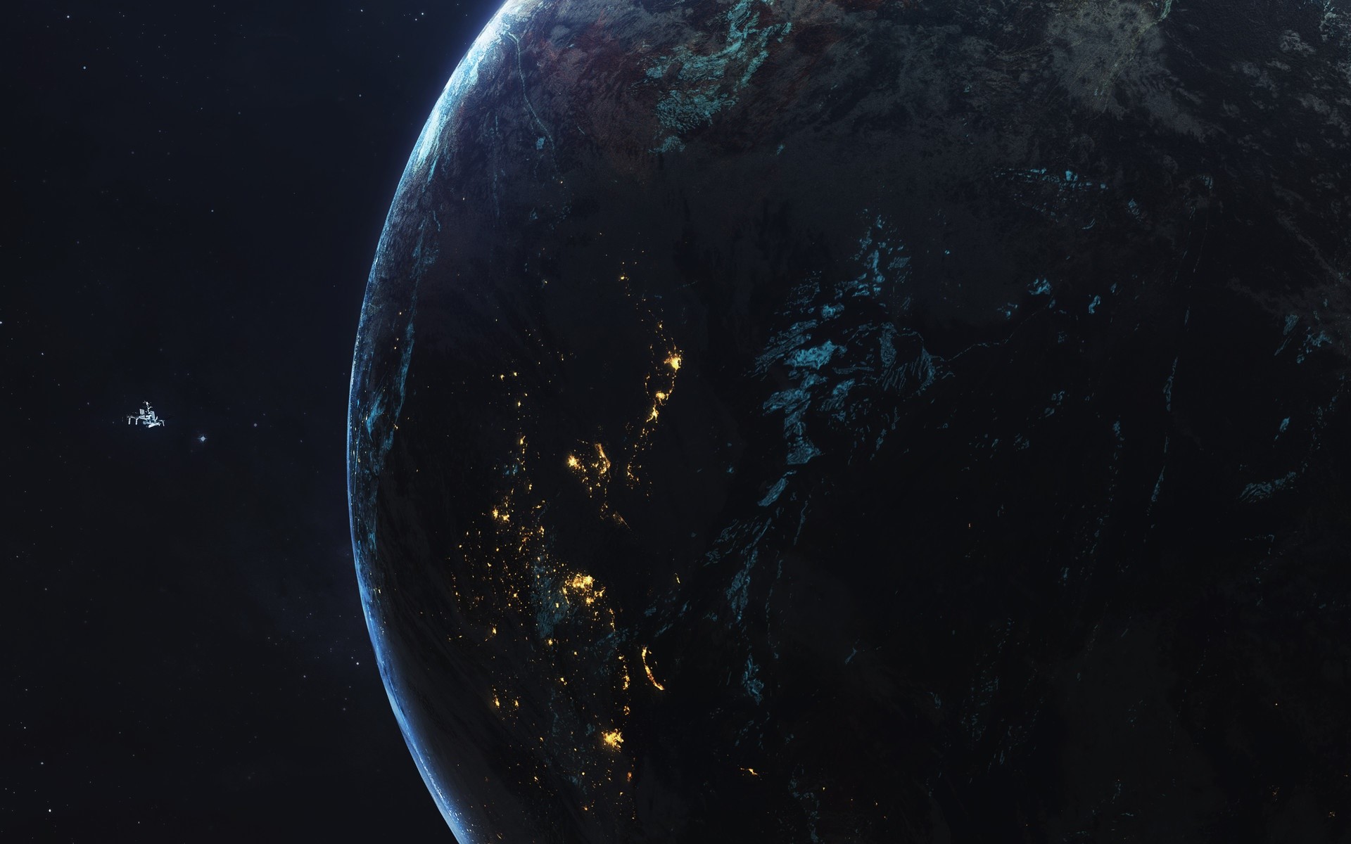dark, planet, space, space art, digital art, Vadim Sadovski, HD Wallpaper